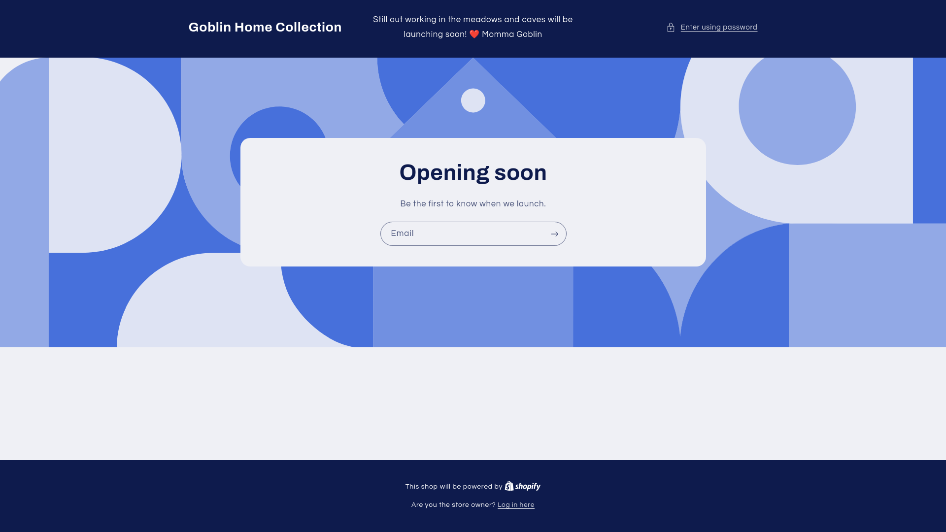 website screenshot of https://goblinhomecollection.com/