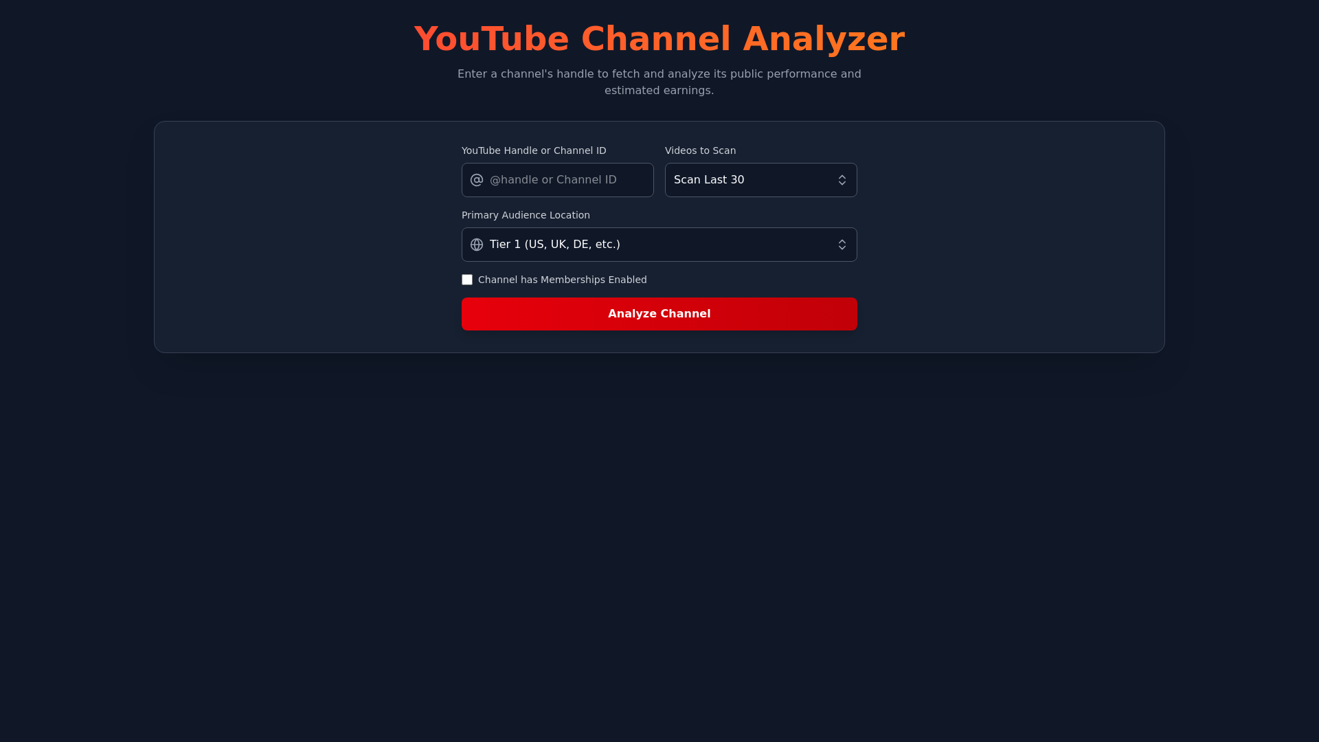 website screenshot of https://ytanalyzer.com/