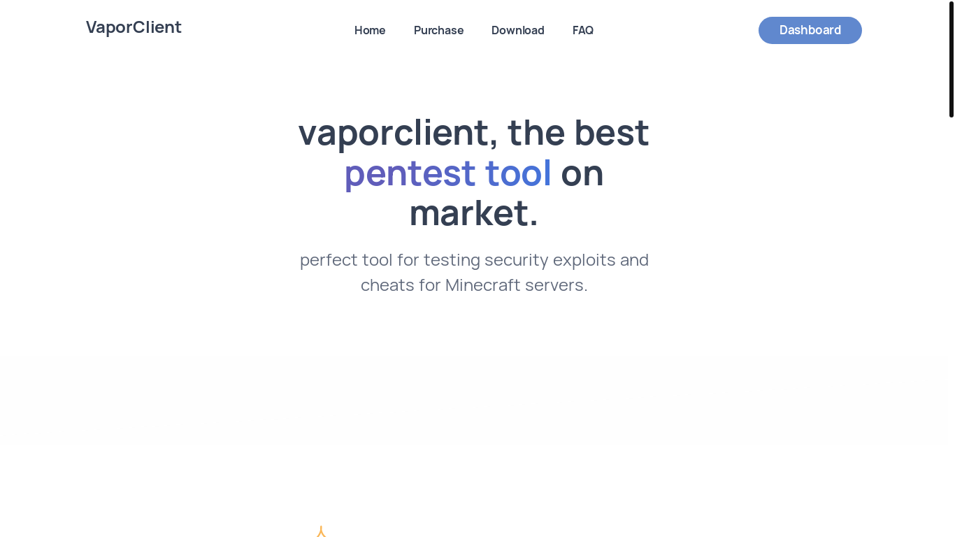 website screenshot of https://vaporclient.xyz/