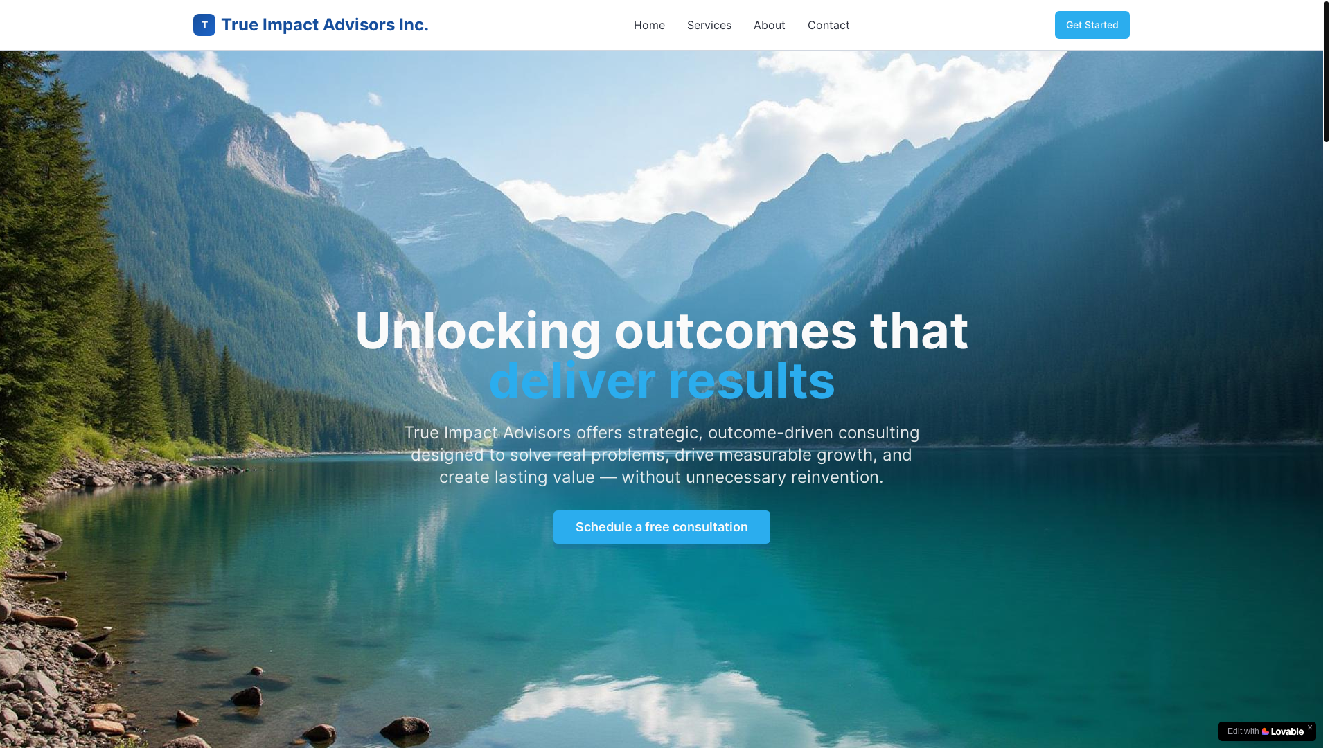 website screenshot of https://trueimpactadvisory.com/