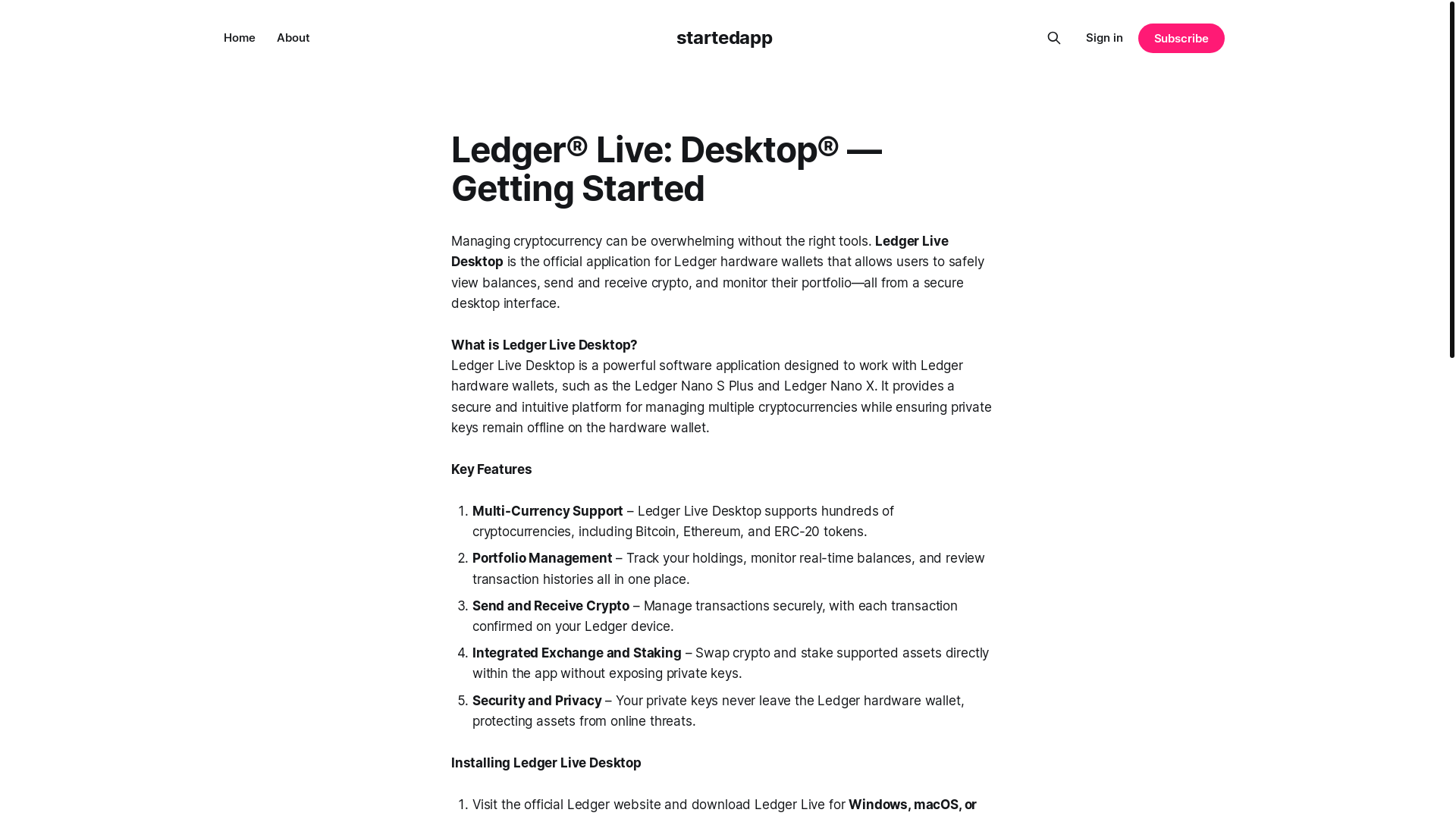 website screenshot of https://startedapp.ghost.io/en-desktop/