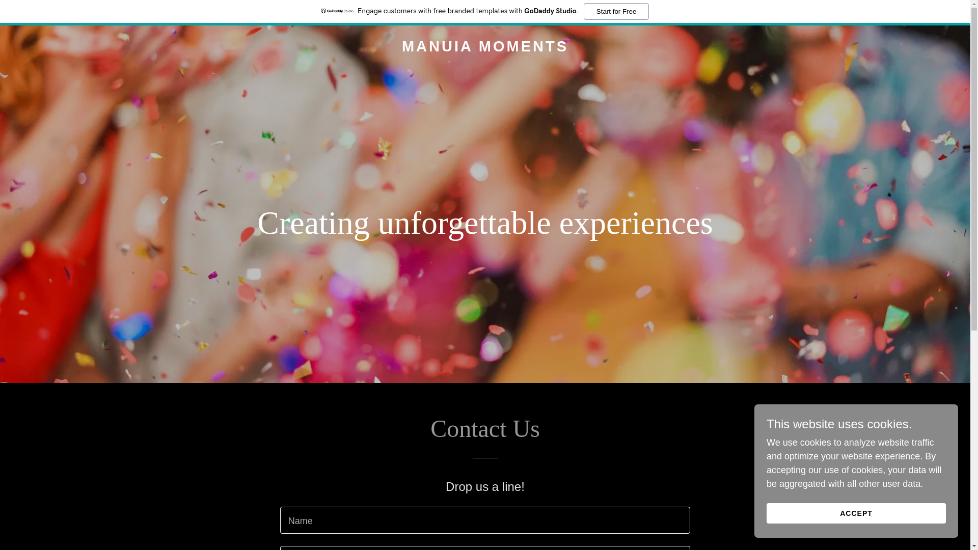 website screenshot of https://manuiamoments.com/