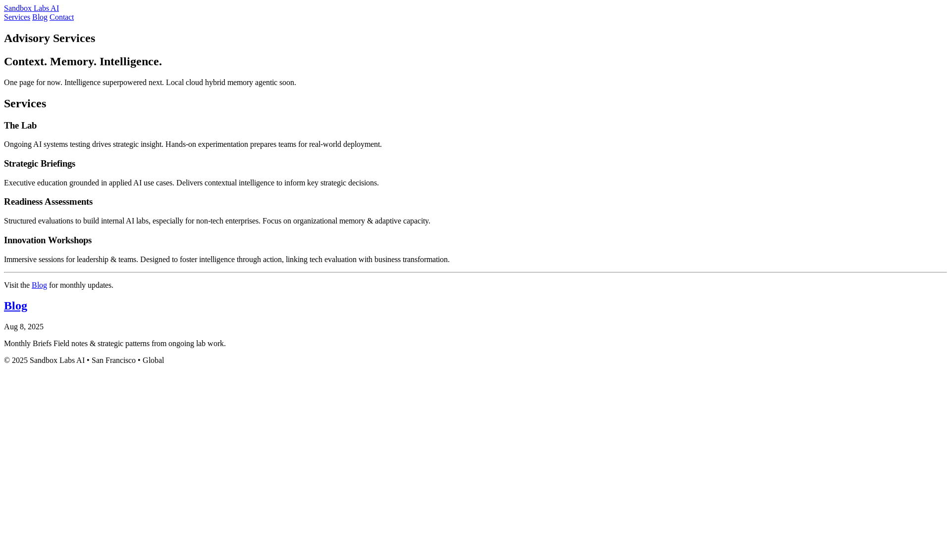 website screenshot of https://sandboxlabsai.pages.dev/