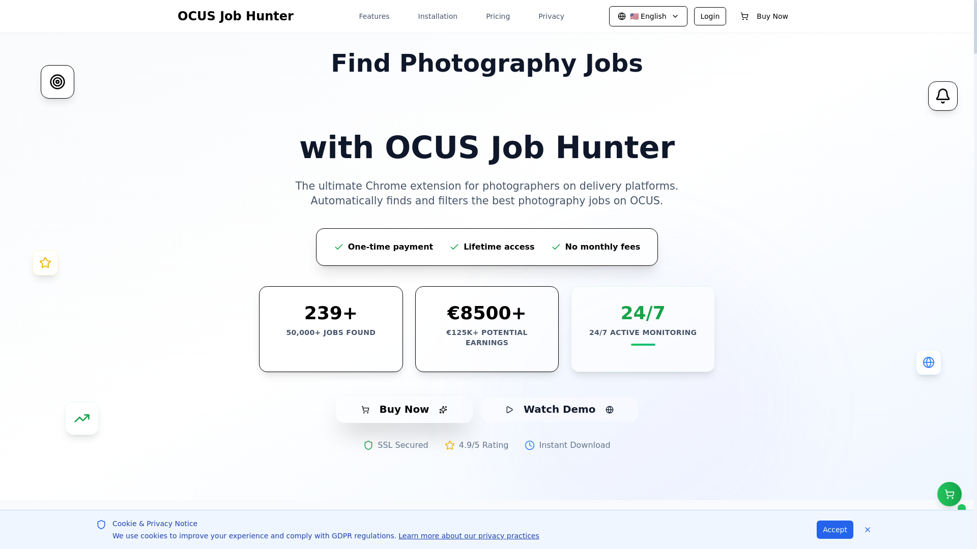 website screenshot of https://ocus-jobhunter-pages.pages.dev/