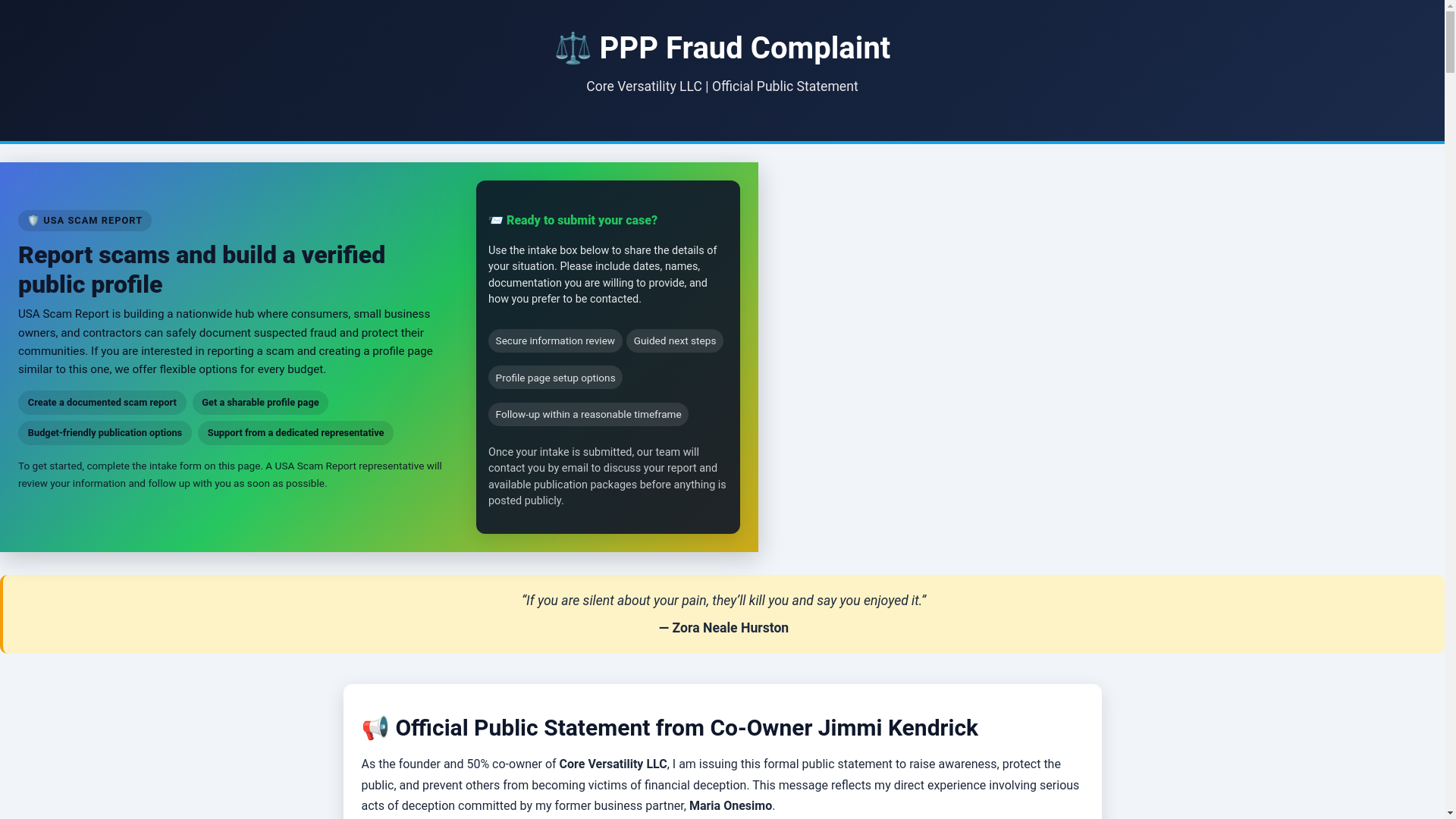 website screenshot of https://usascamreport.com/