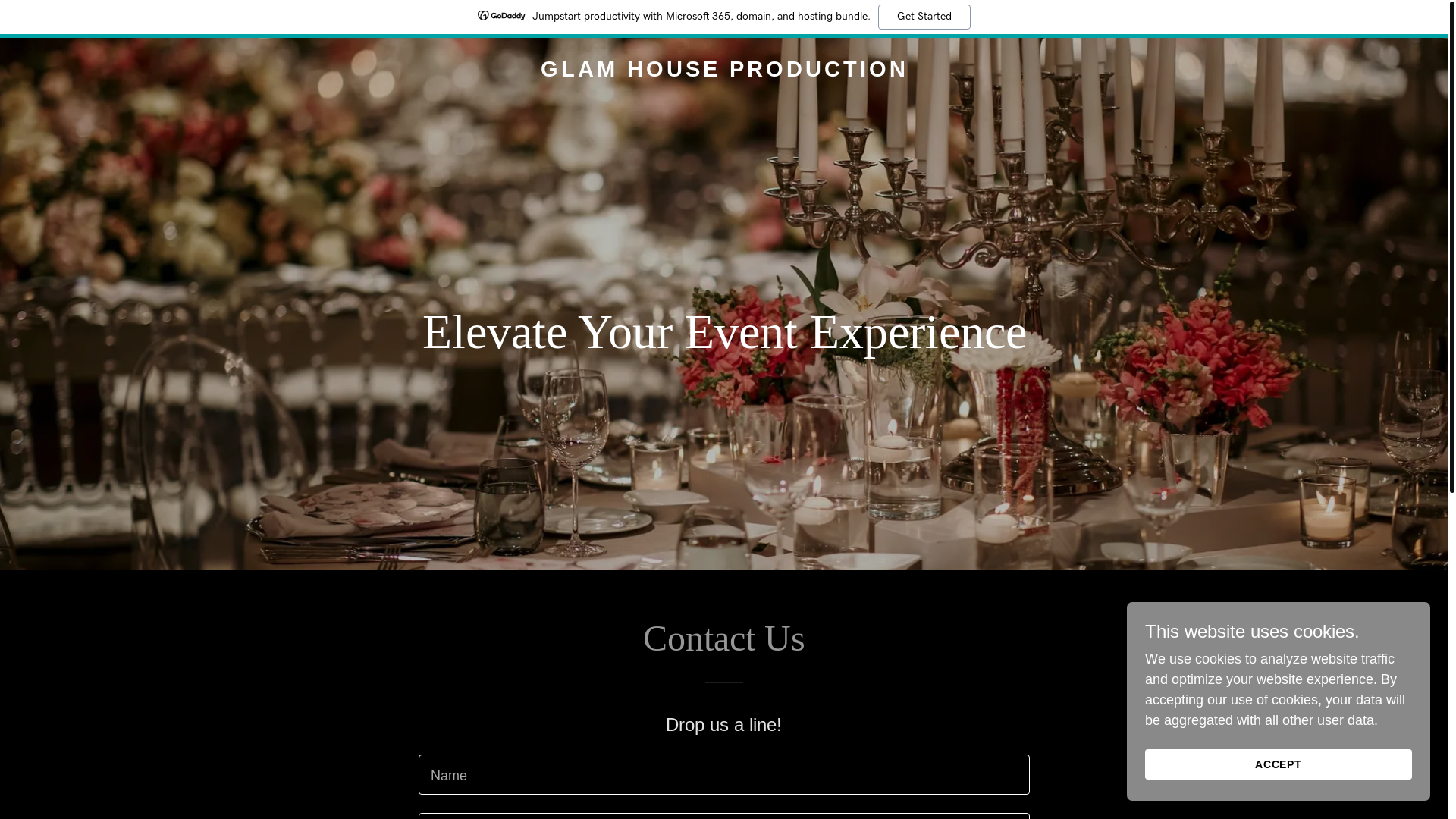 website screenshot of https://glamhouseproduction.com/