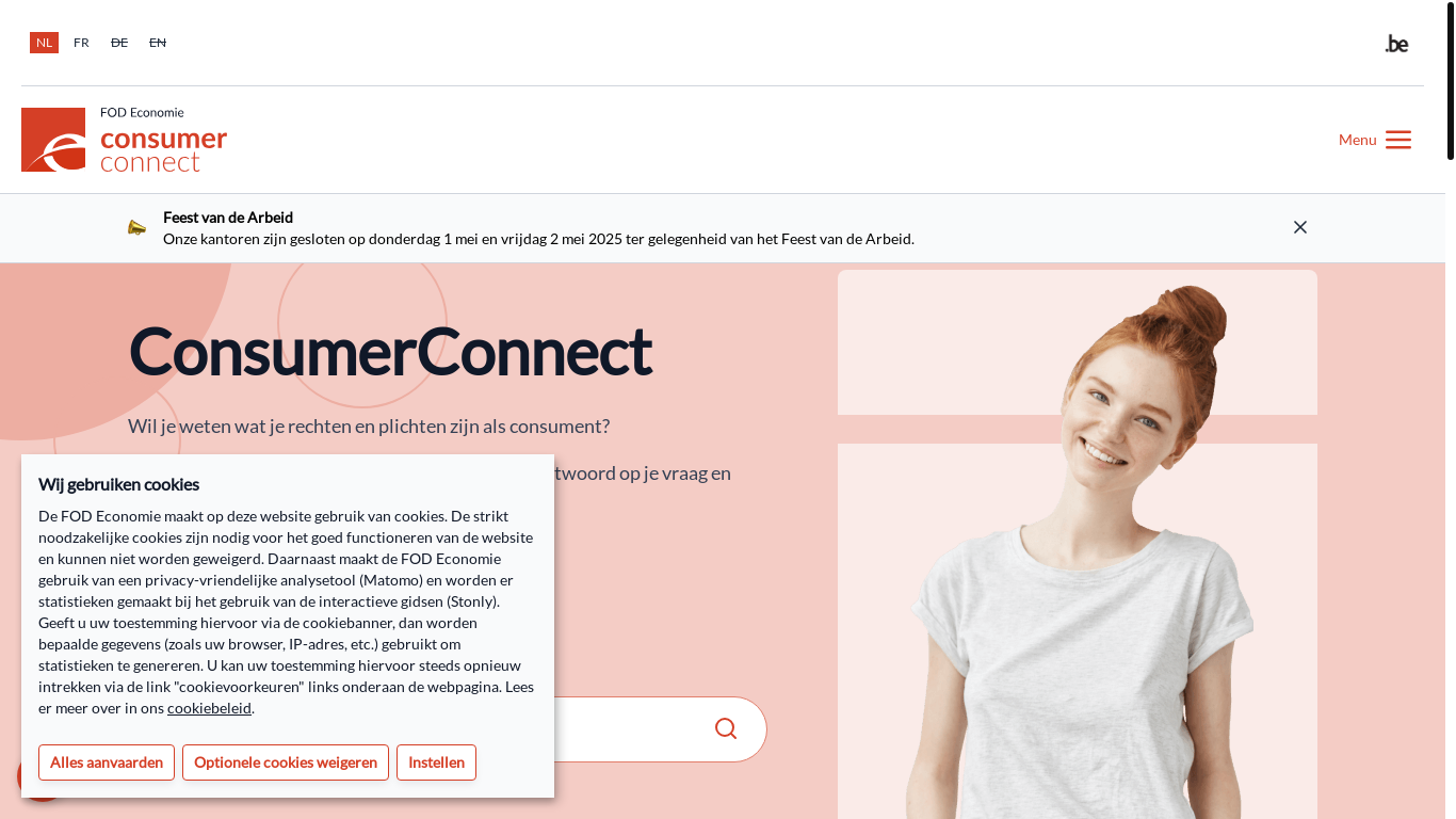 website screenshot of https://www.consumerconnect.be/nl