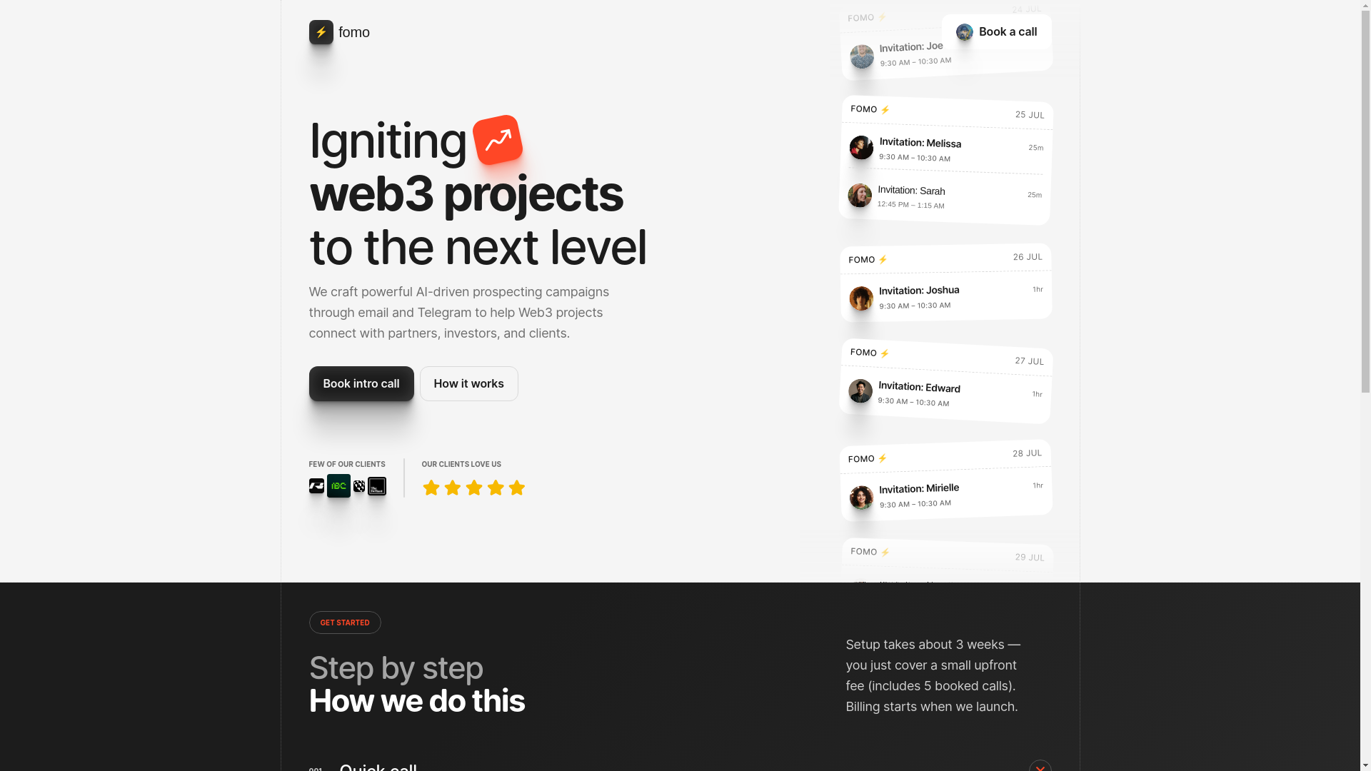 website screenshot of https://thefomoteam.com/