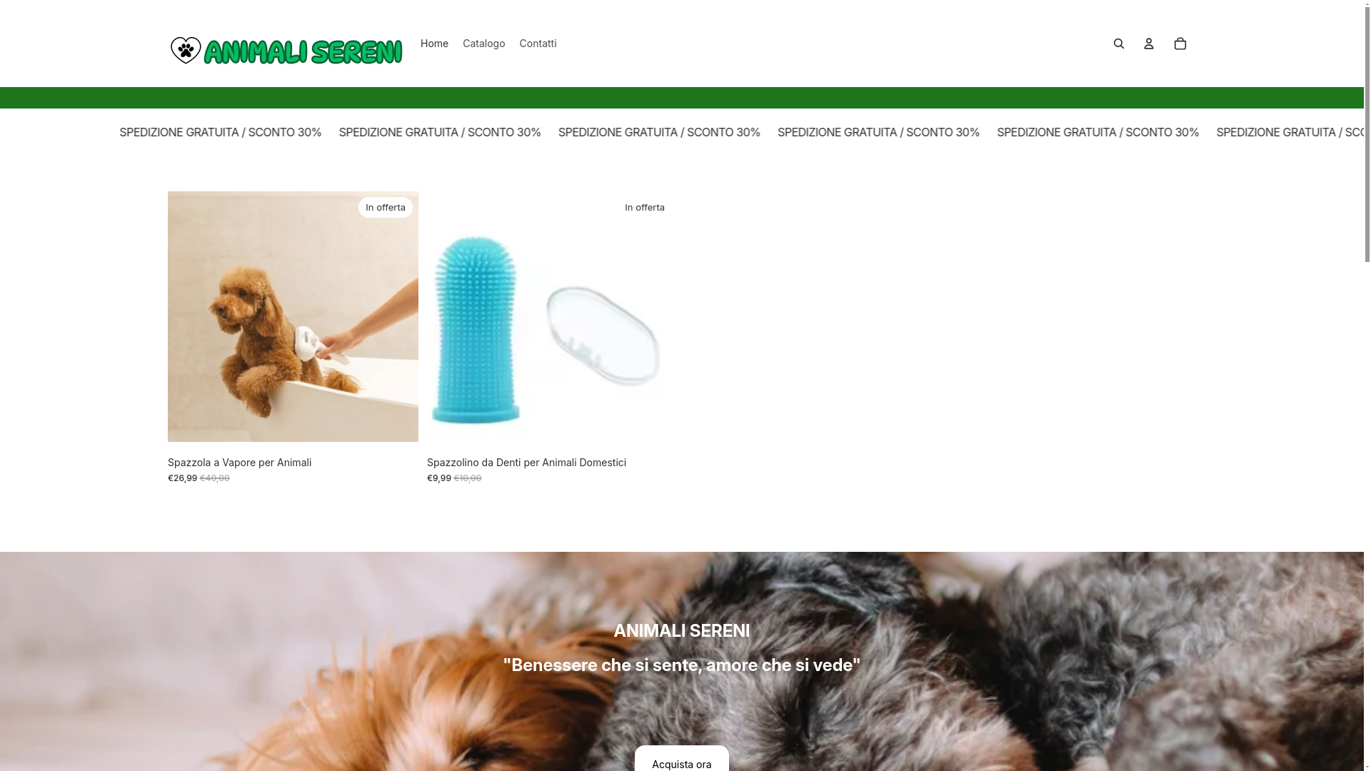 website screenshot of https://animalisereni.it/