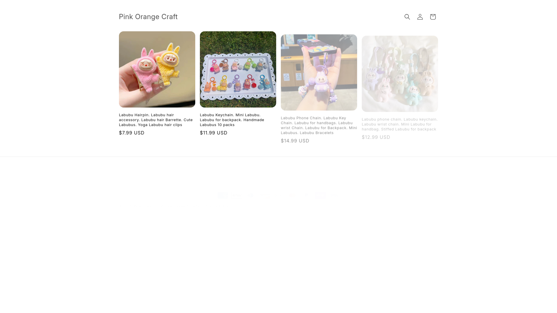 website screenshot of https://pinkorangecraft.com/