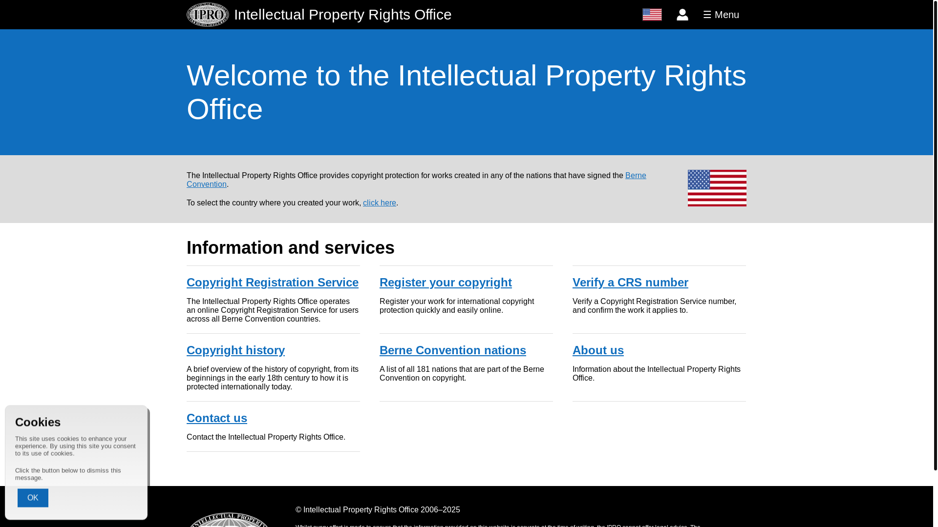 website screenshot of https://intellectualpropertyrightsoffice.org/
