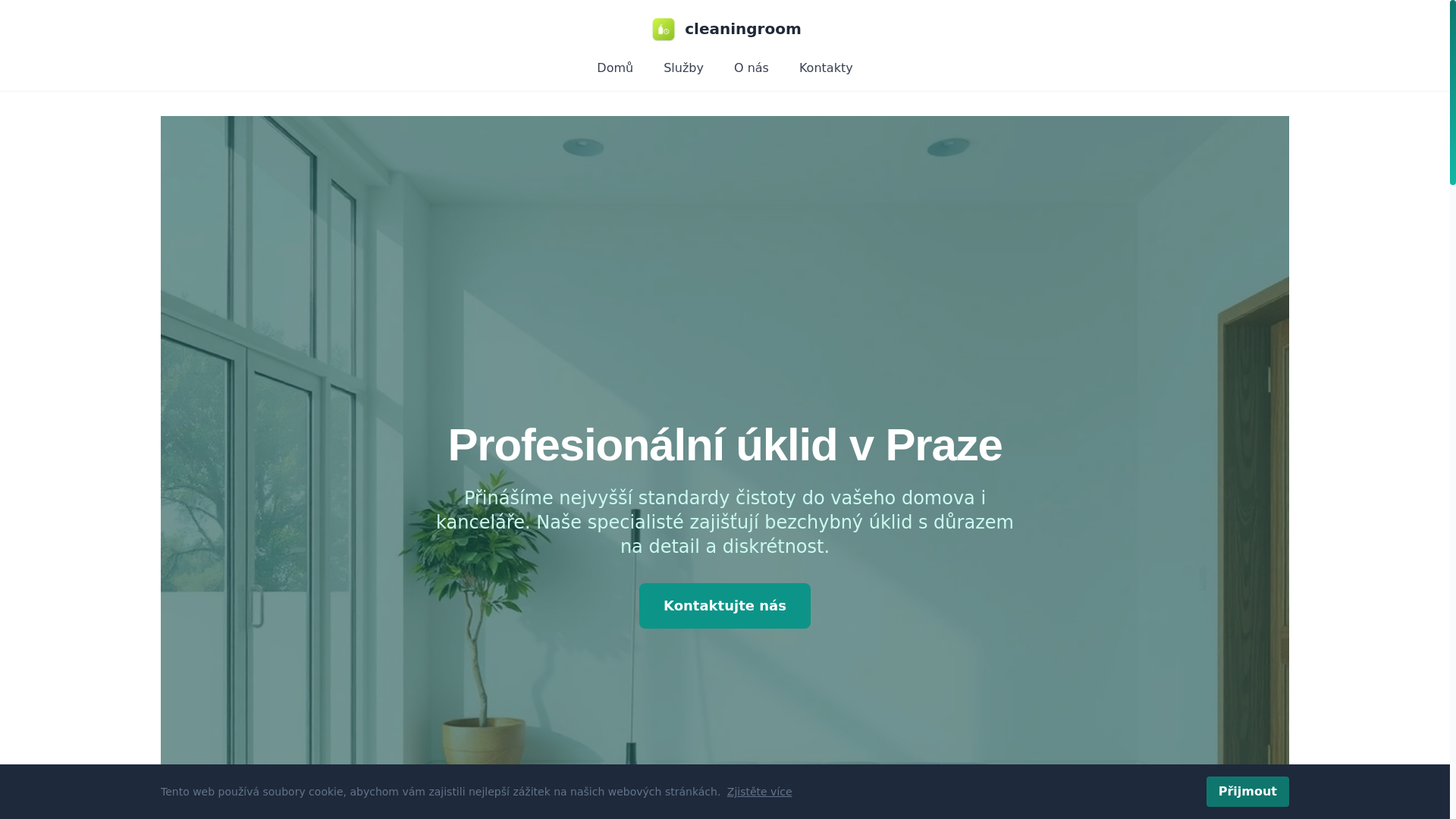 website screenshot of https://cleaningroom.company/