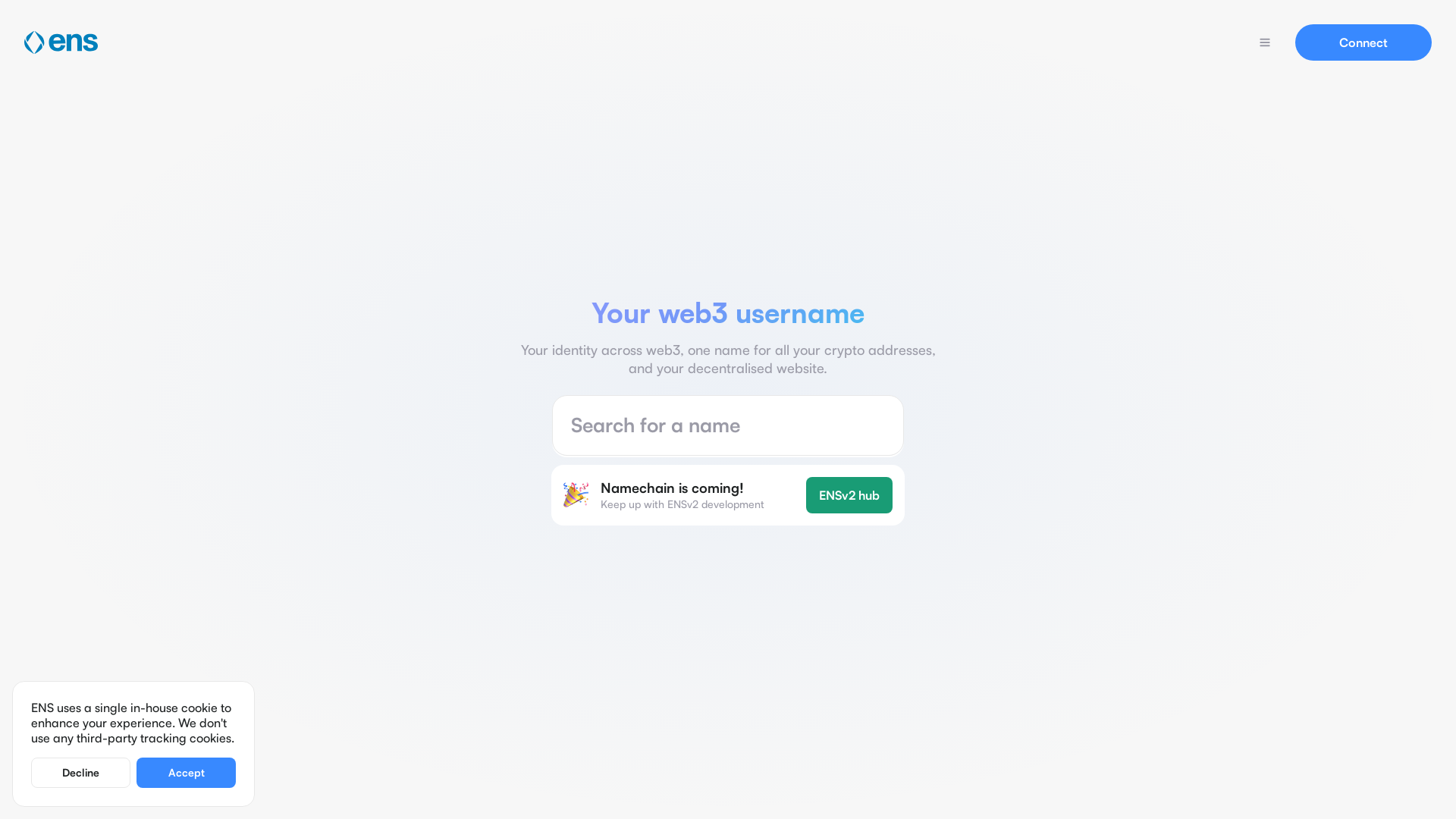 website screenshot of https://app.ens.domains/