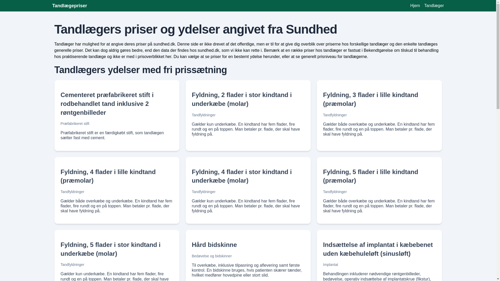 website screenshot of https://tandlaegepriser.pages.dev/