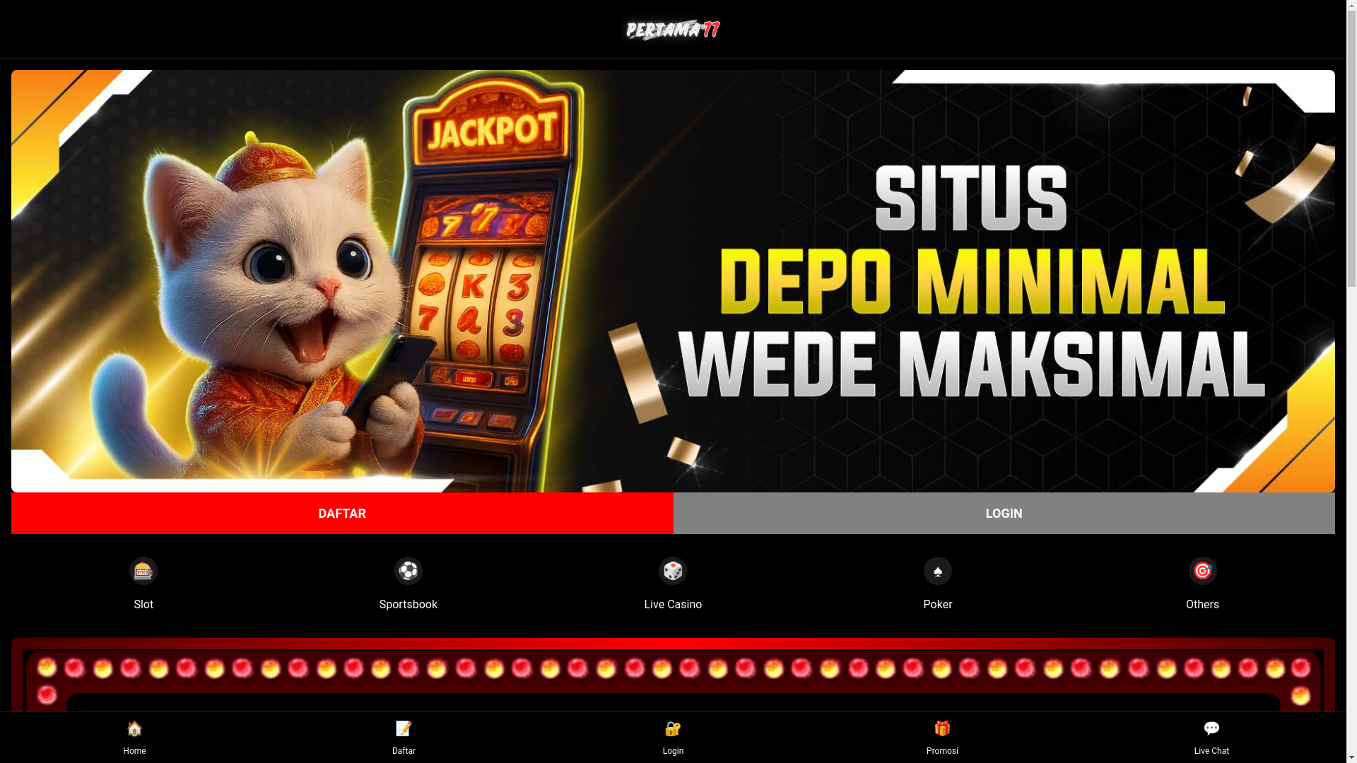 website screenshot of https://pertama77.com/