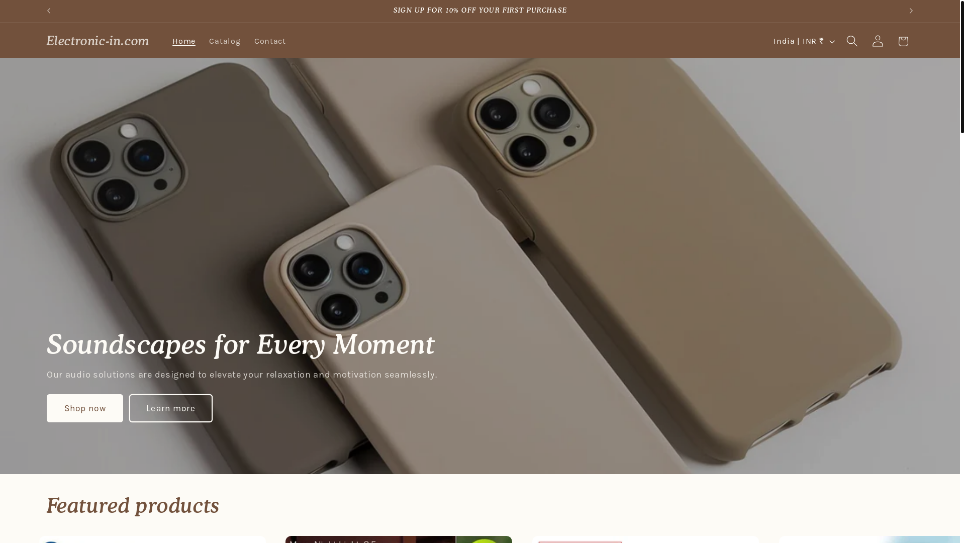 website screenshot of https://electronics-in.store/