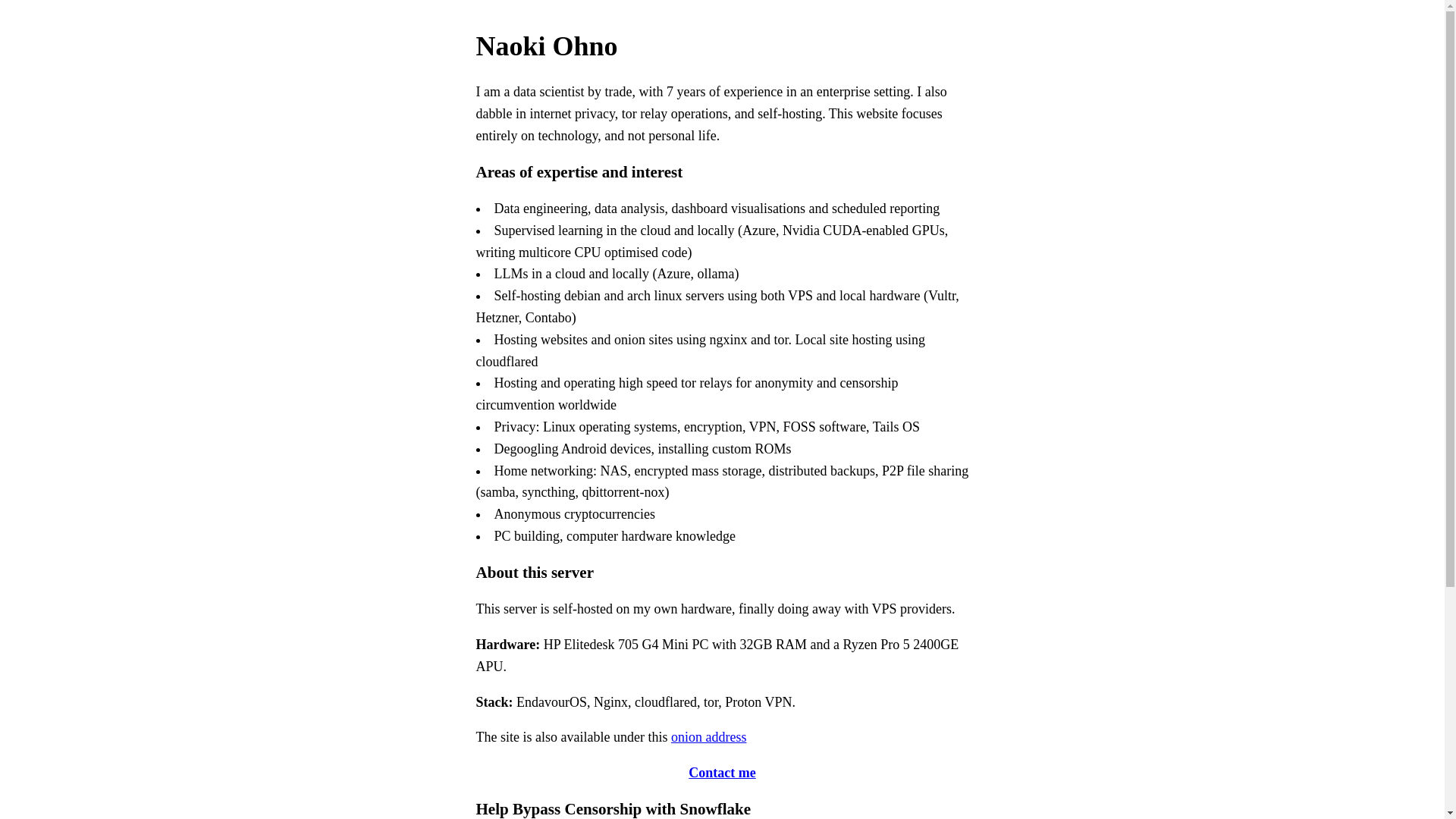 website screenshot of https://naokiohno.com/