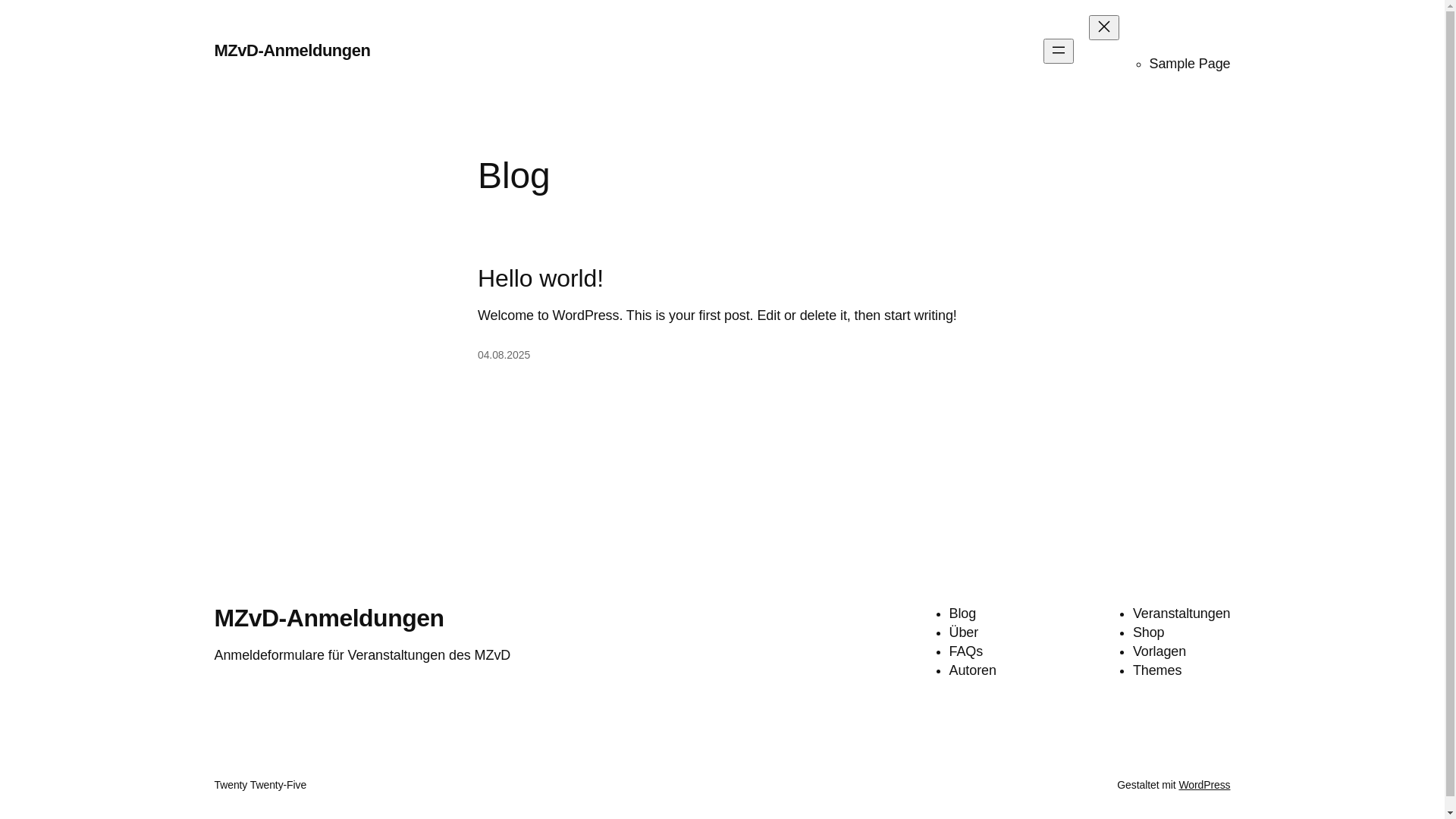 website screenshot of https://mzvd-anmeldungen.de/