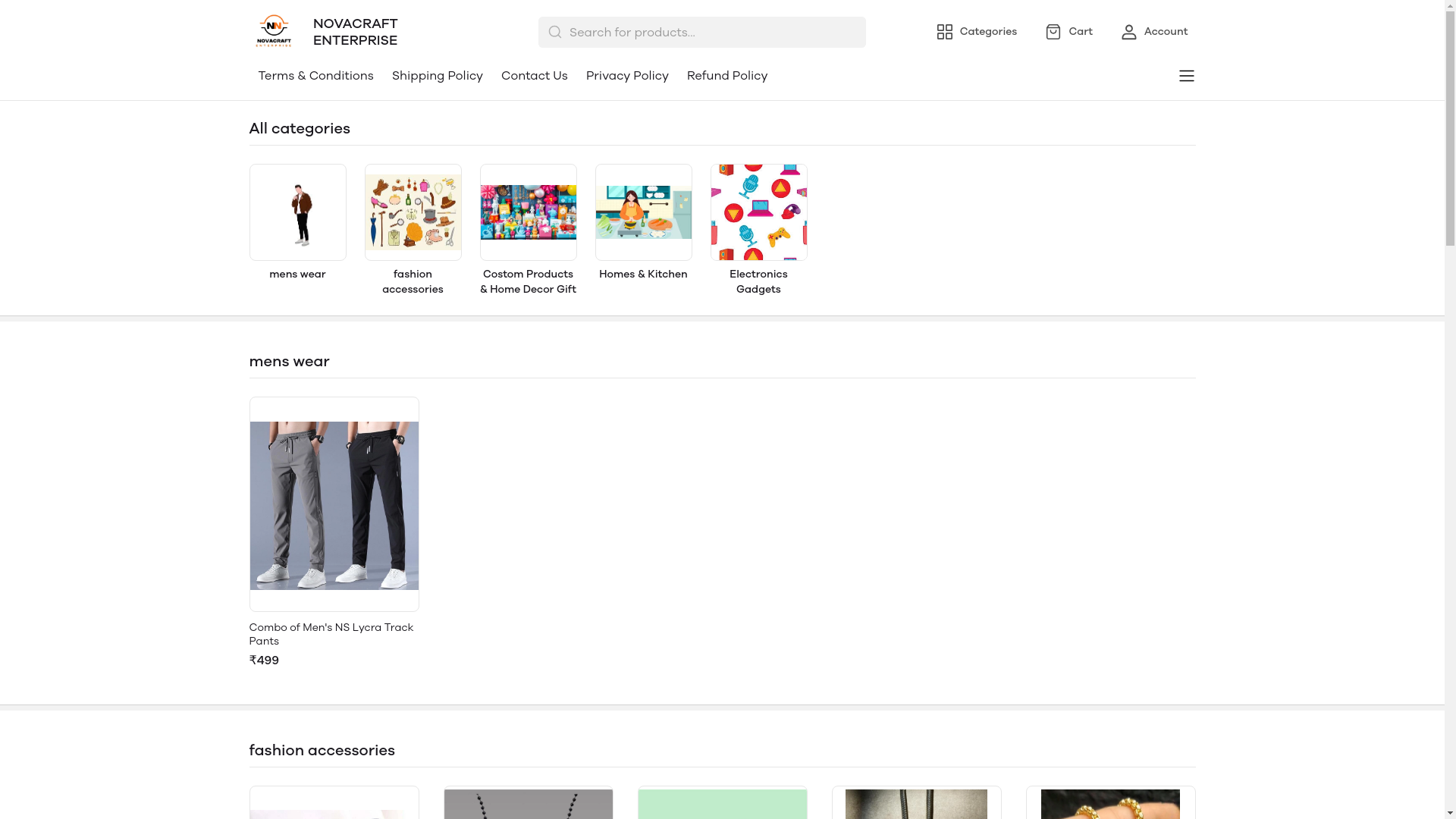 website screenshot of https://novacraft-enterprise.shop/