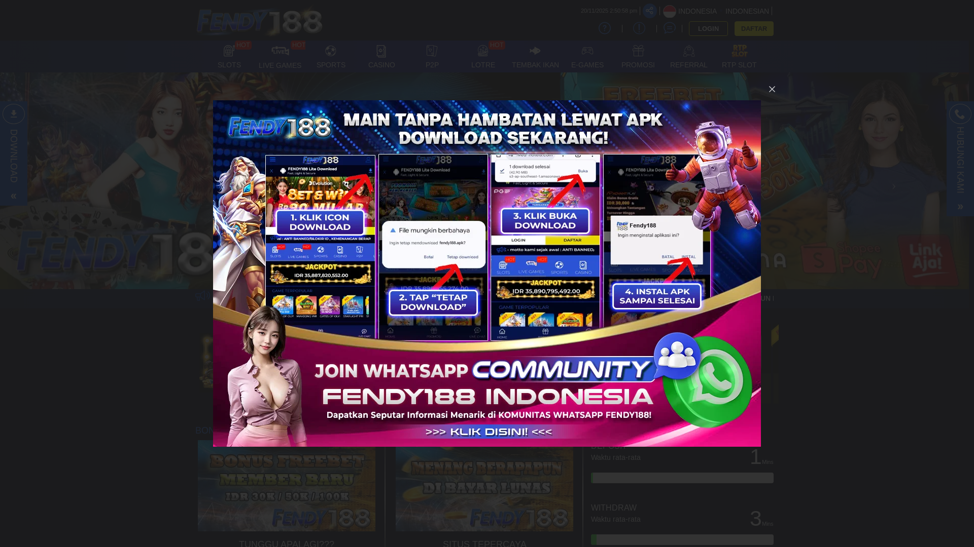 website screenshot of https://misteryfendy188.com/