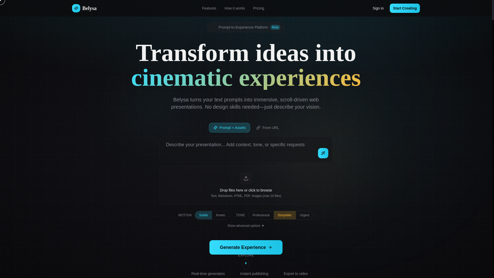 website screenshot of https://belysa.app/
