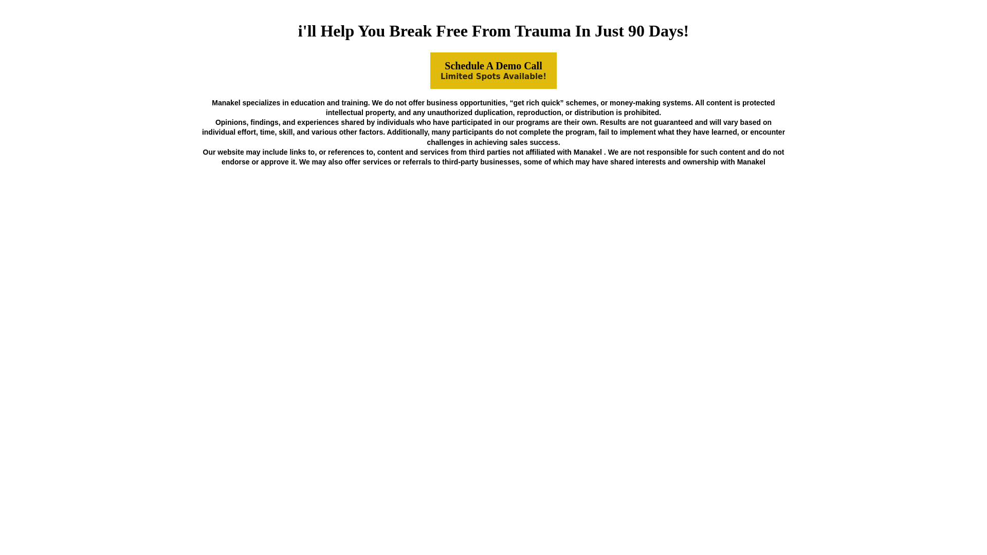 website screenshot of https://themanakelcoaching.com/