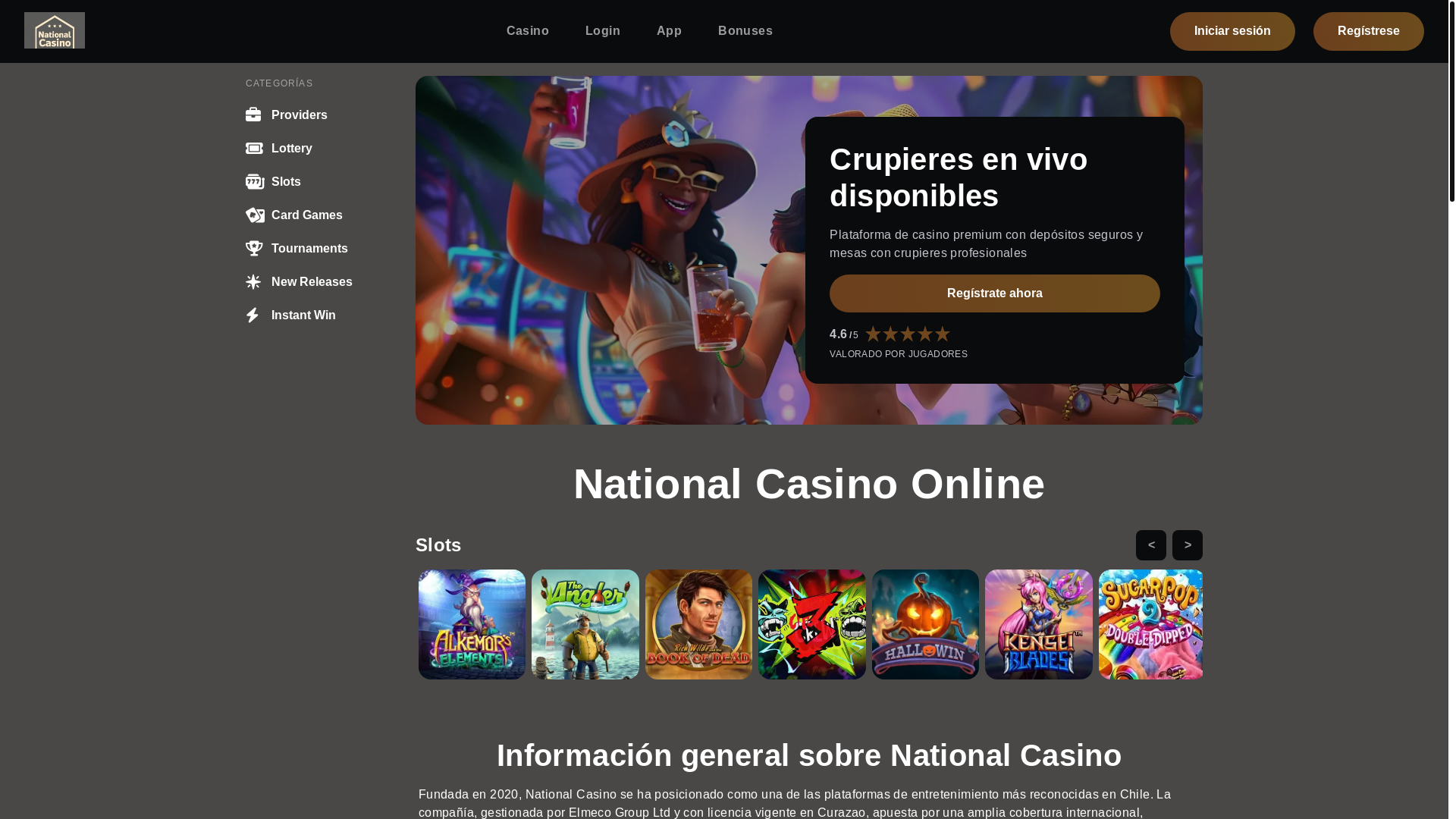 website screenshot of https://nationalcasinochile.com/