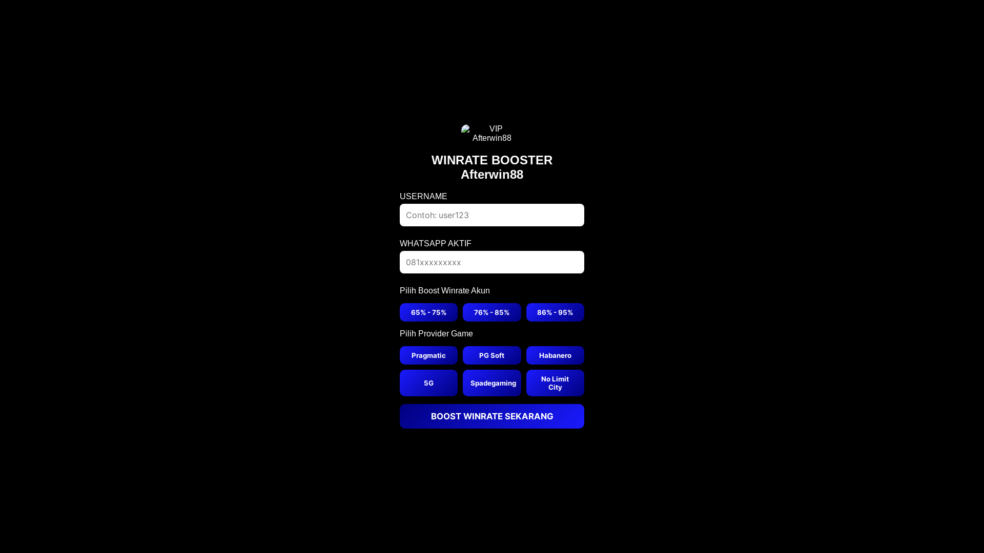 website screenshot of https://afterwin88-winrate.com/