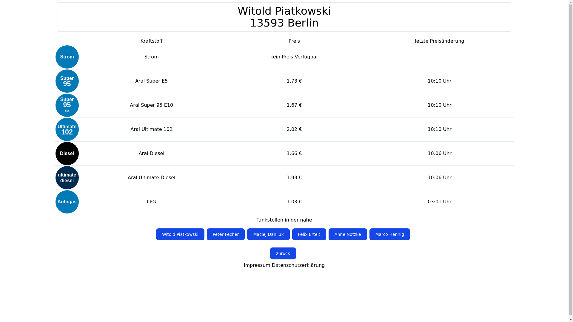 website screenshot of https://mein-auto-tanken.de/station.php?id=11000300