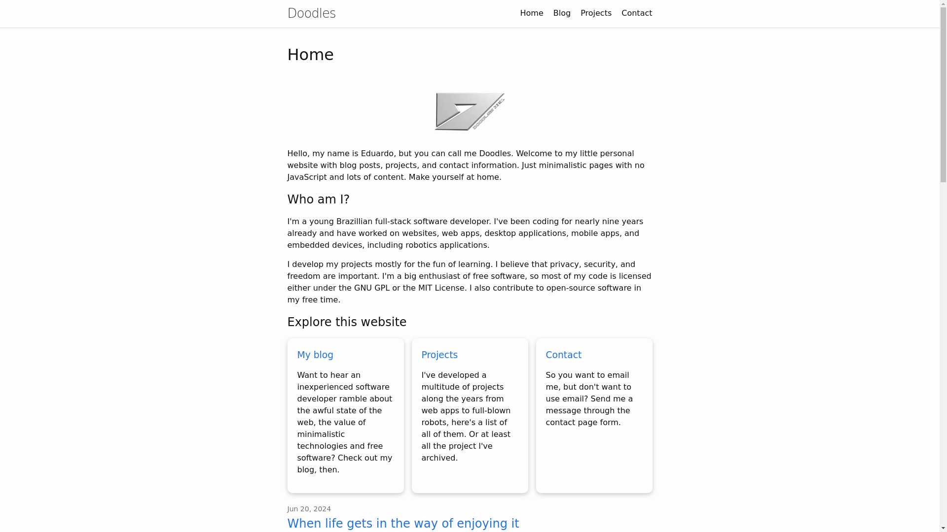 website screenshot of https://doodlesdev.com/
