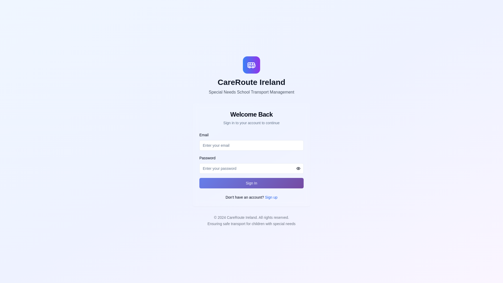 website screenshot of https://carerouteie.io/