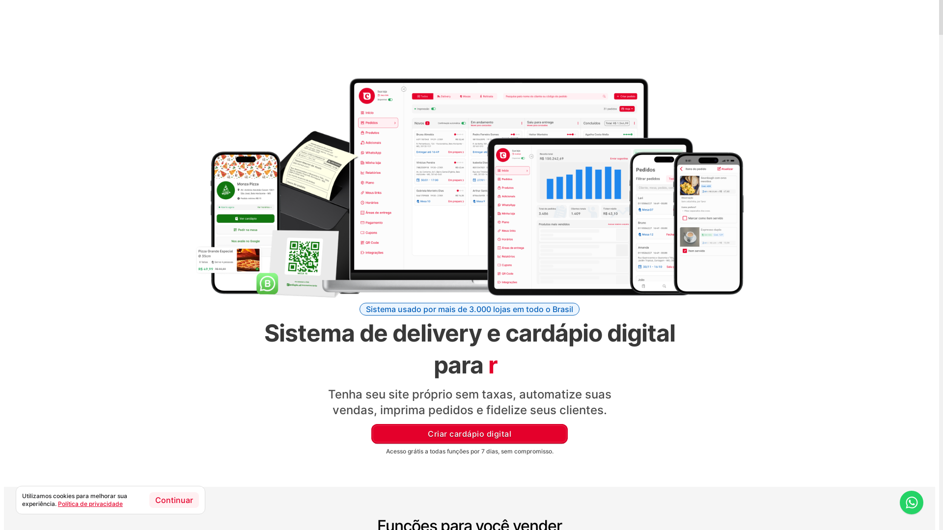 website screenshot of https://cardapio.ai/