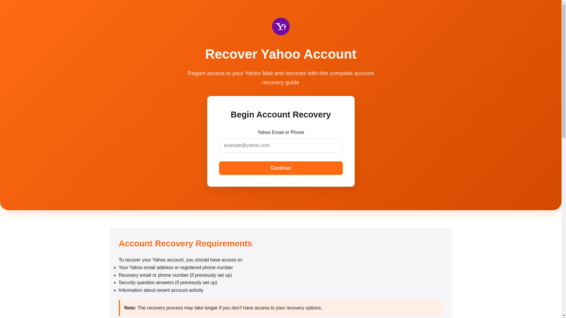 website screenshot of https://recoveryahoomail.pages.dev/