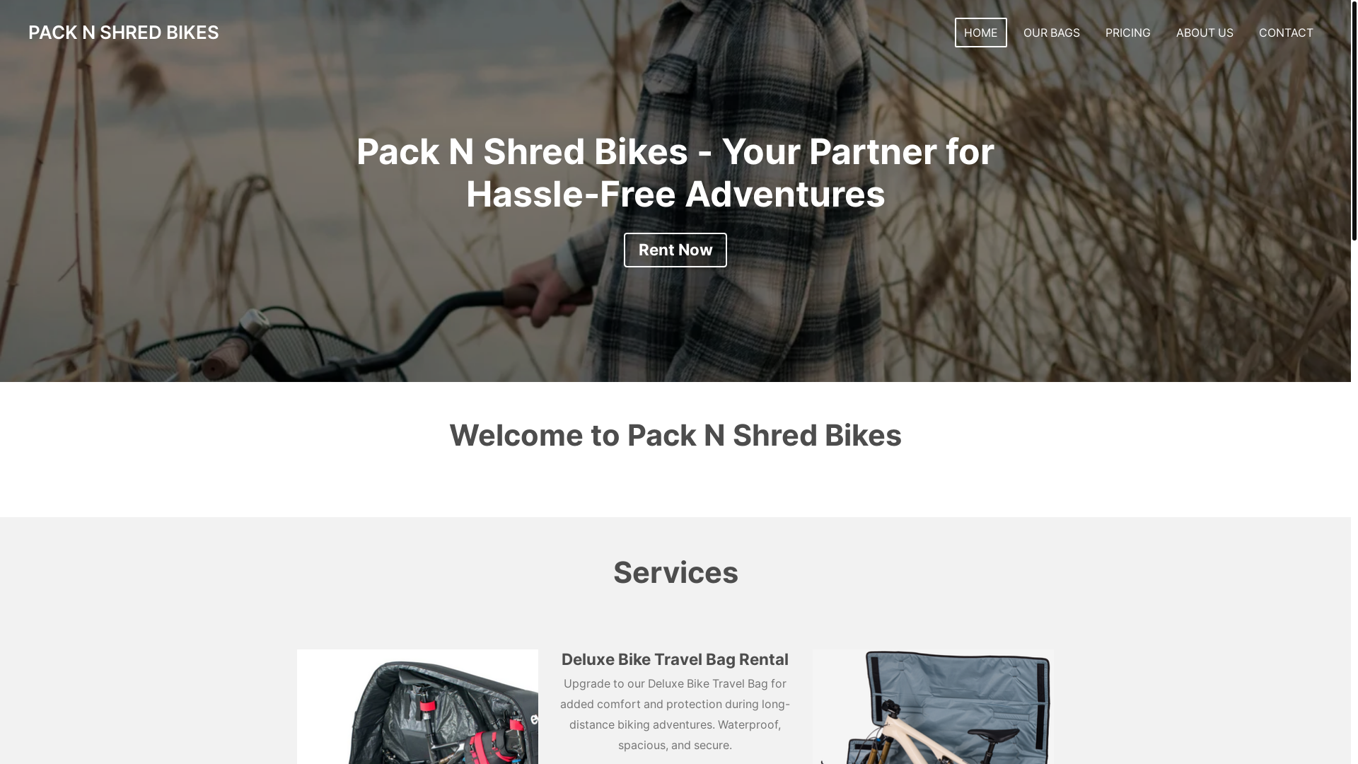 website screenshot of https://packnshredbikes.com/