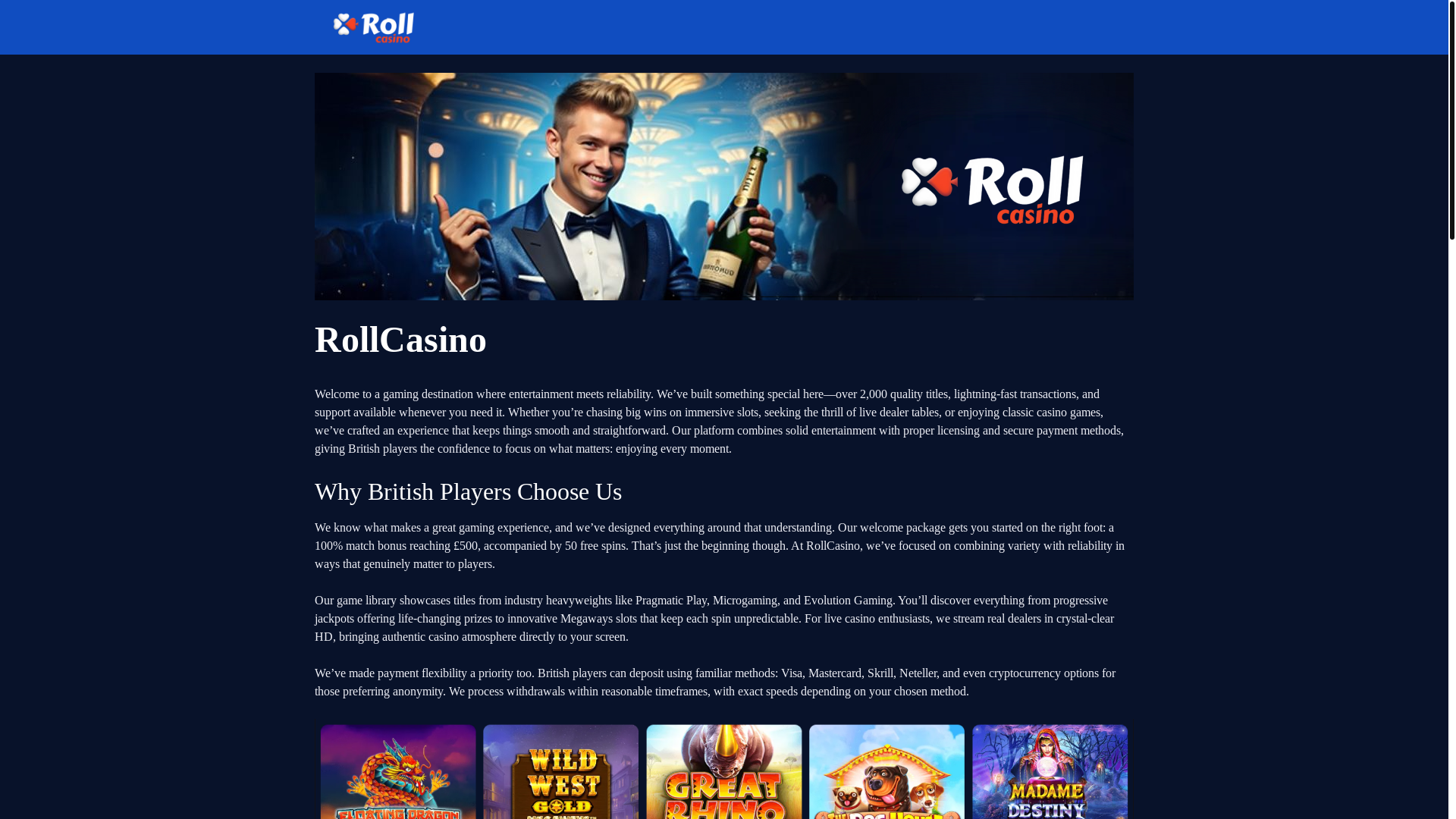 website screenshot of https://roll-casino.uk/