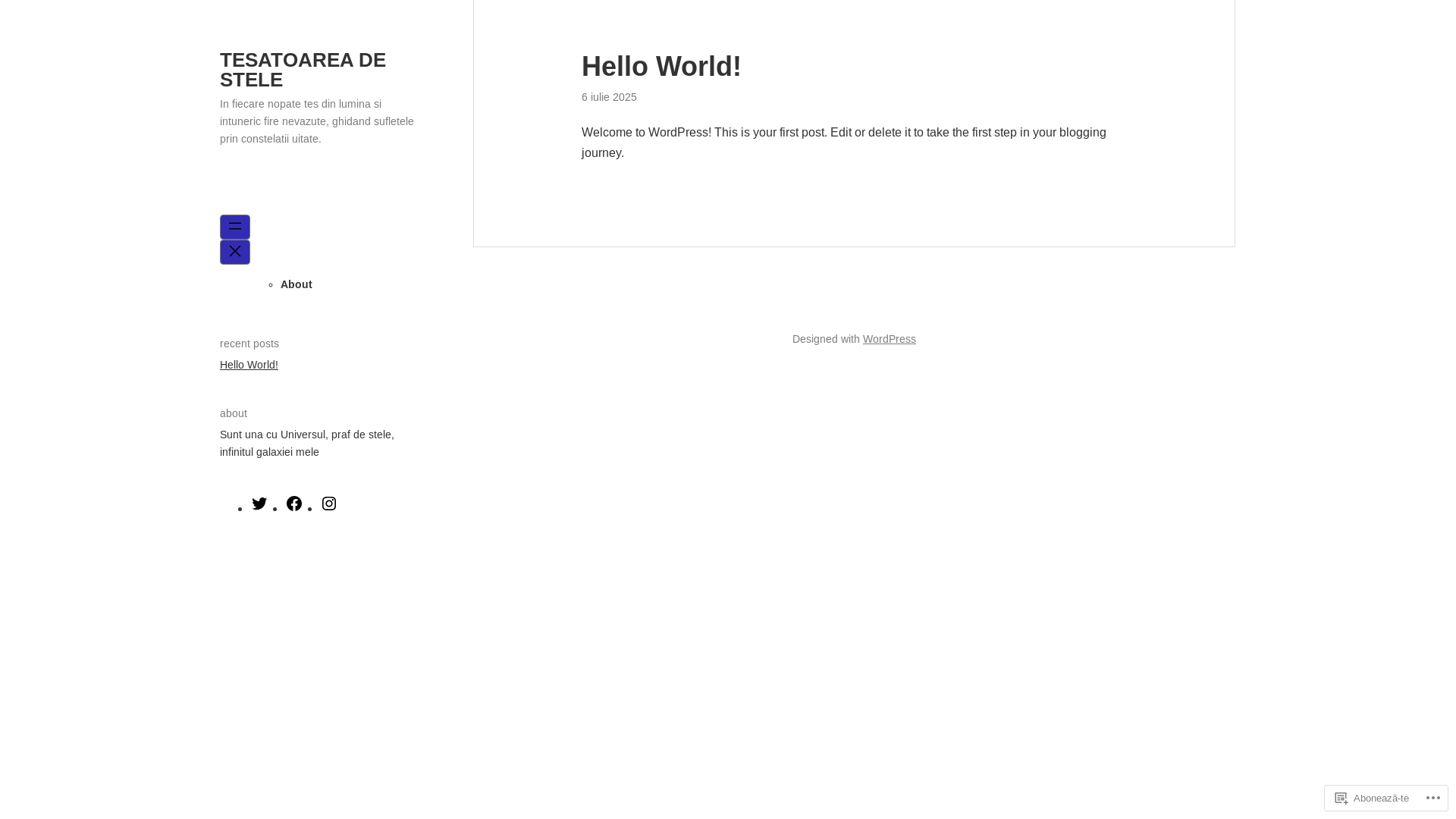 website screenshot of https://tesatoareadestele.com/