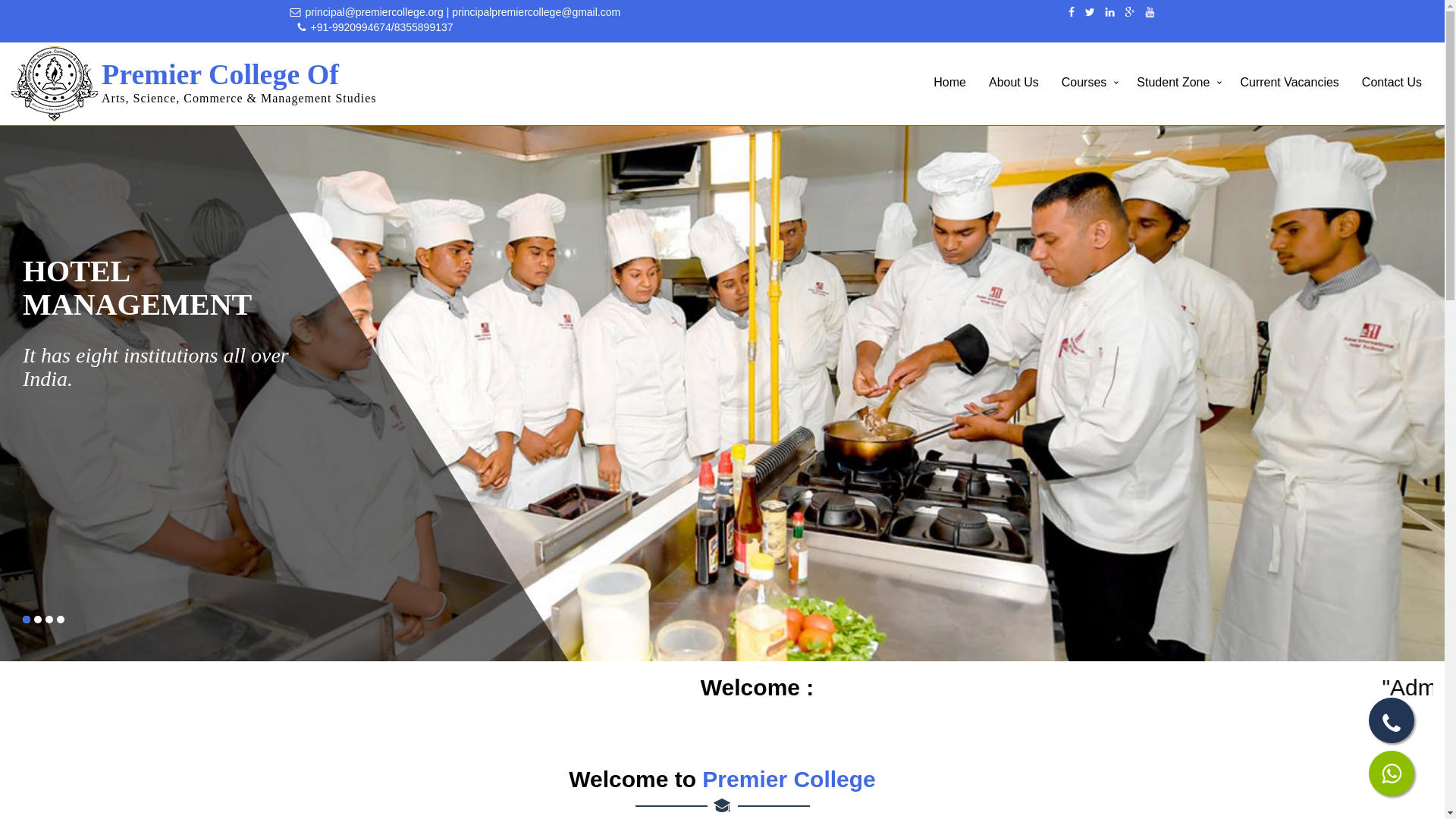 website screenshot of https://www.premiercollege.org/