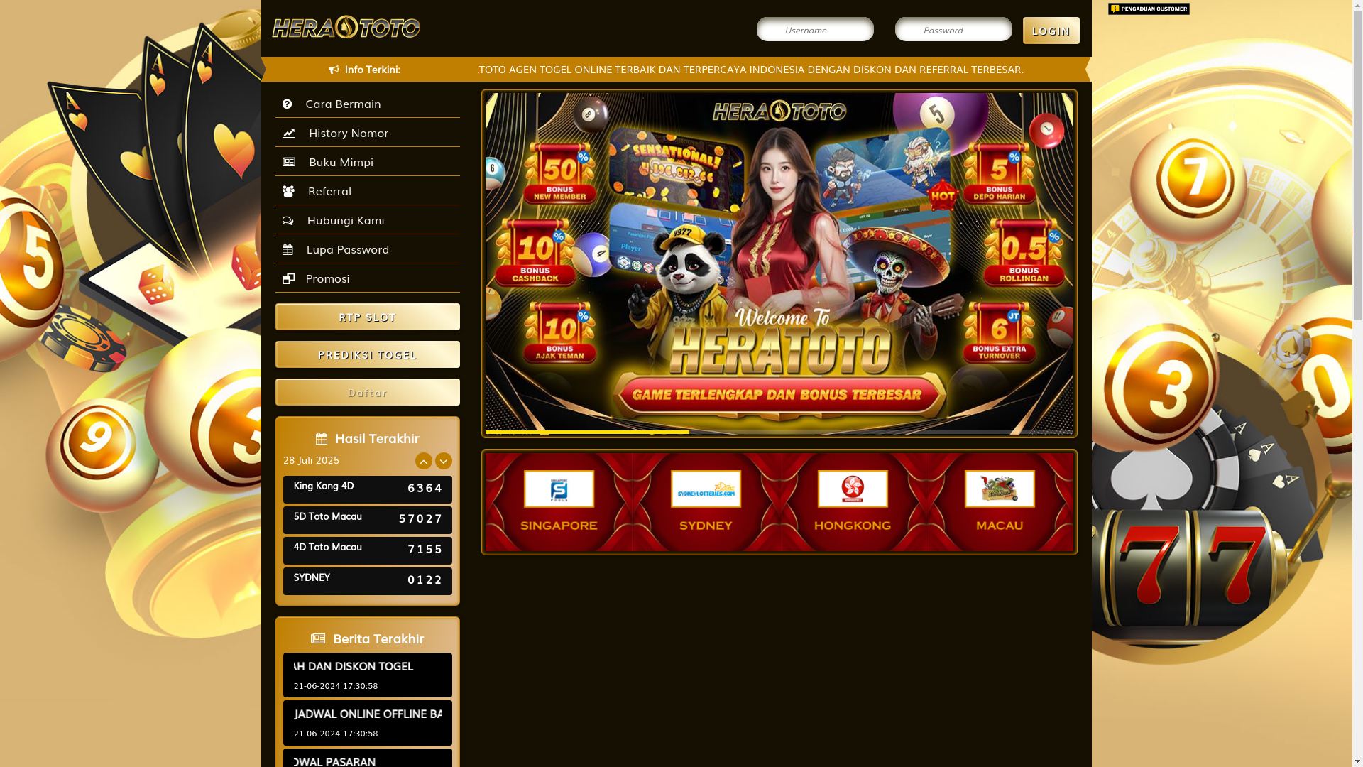 website screenshot of https://heratoto5.online/