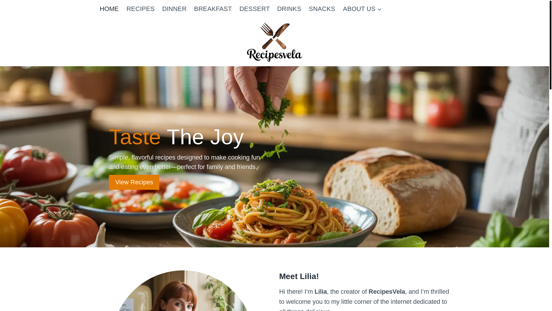 website screenshot of https://recipesvela.com/