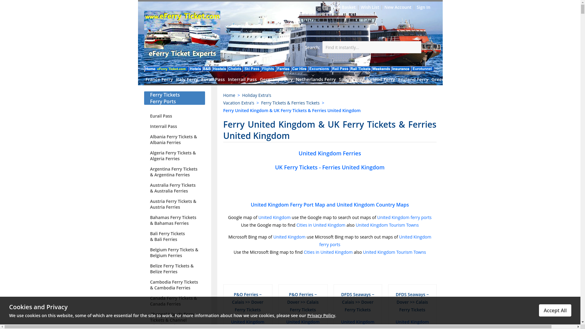 website screenshot of https://doverferries.org.uk/