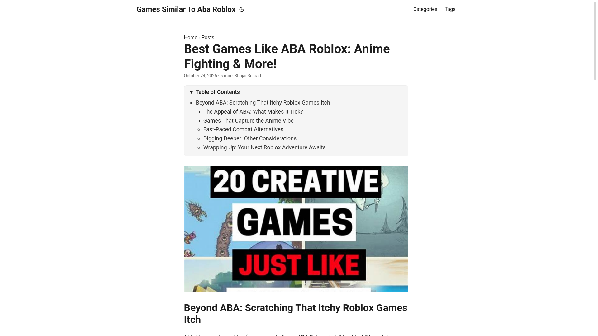website screenshot of https://games-similar-to-aba-roblox.pages.dev/