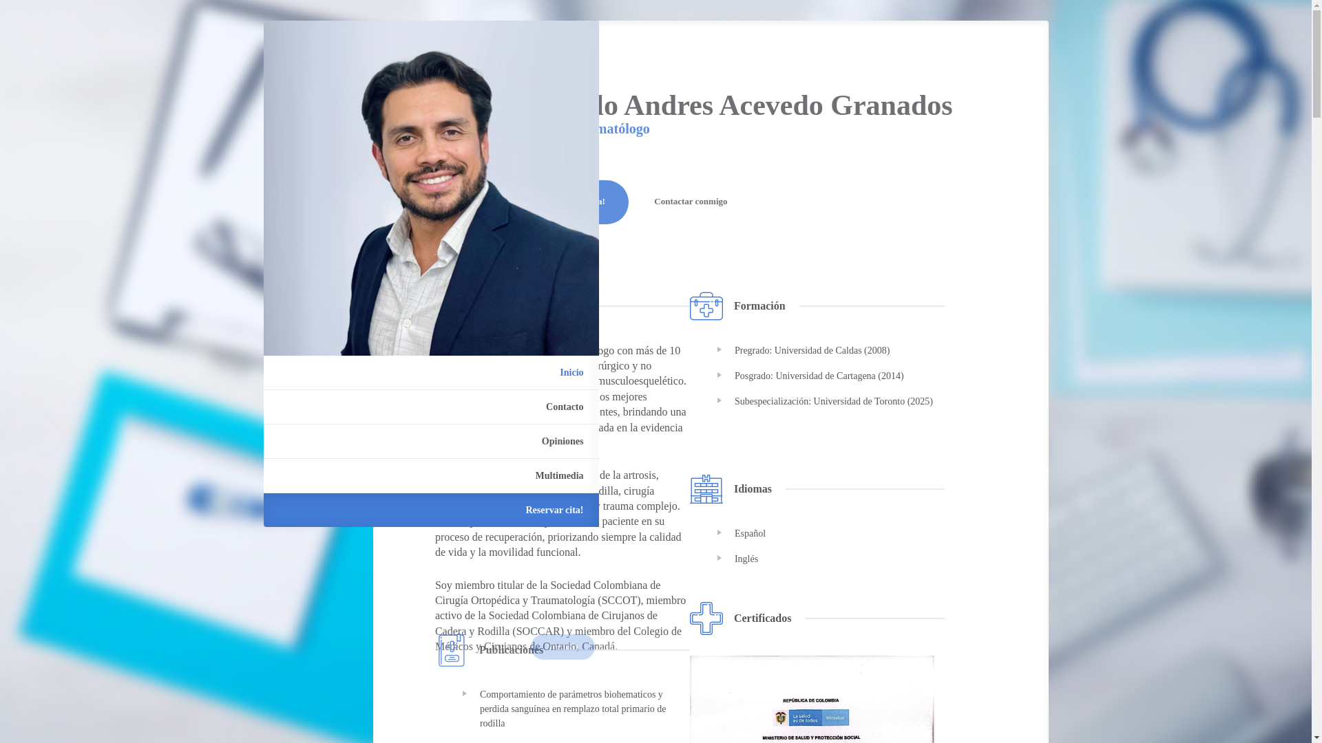 website screenshot of https://drcamiloacevedo.com/