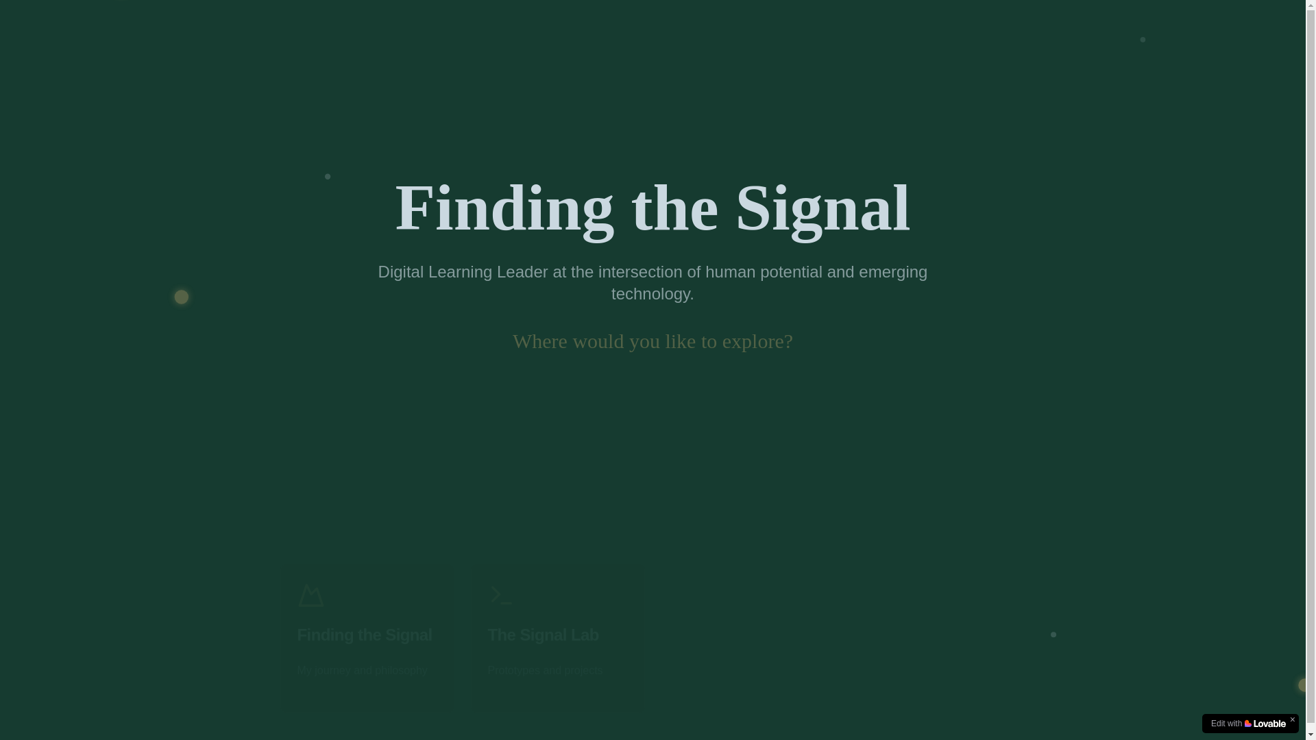 website screenshot of https://findingthesignal.net/