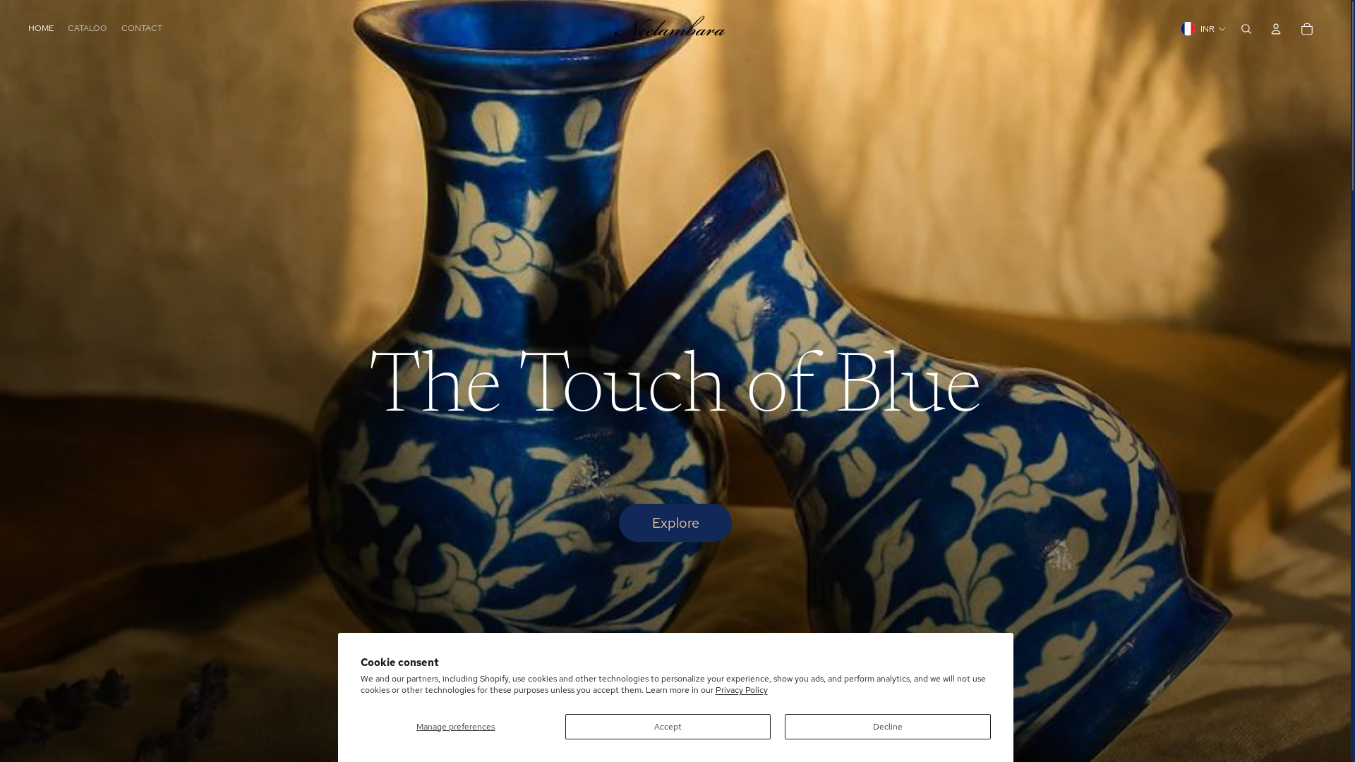 website screenshot of https://neelambara.com/