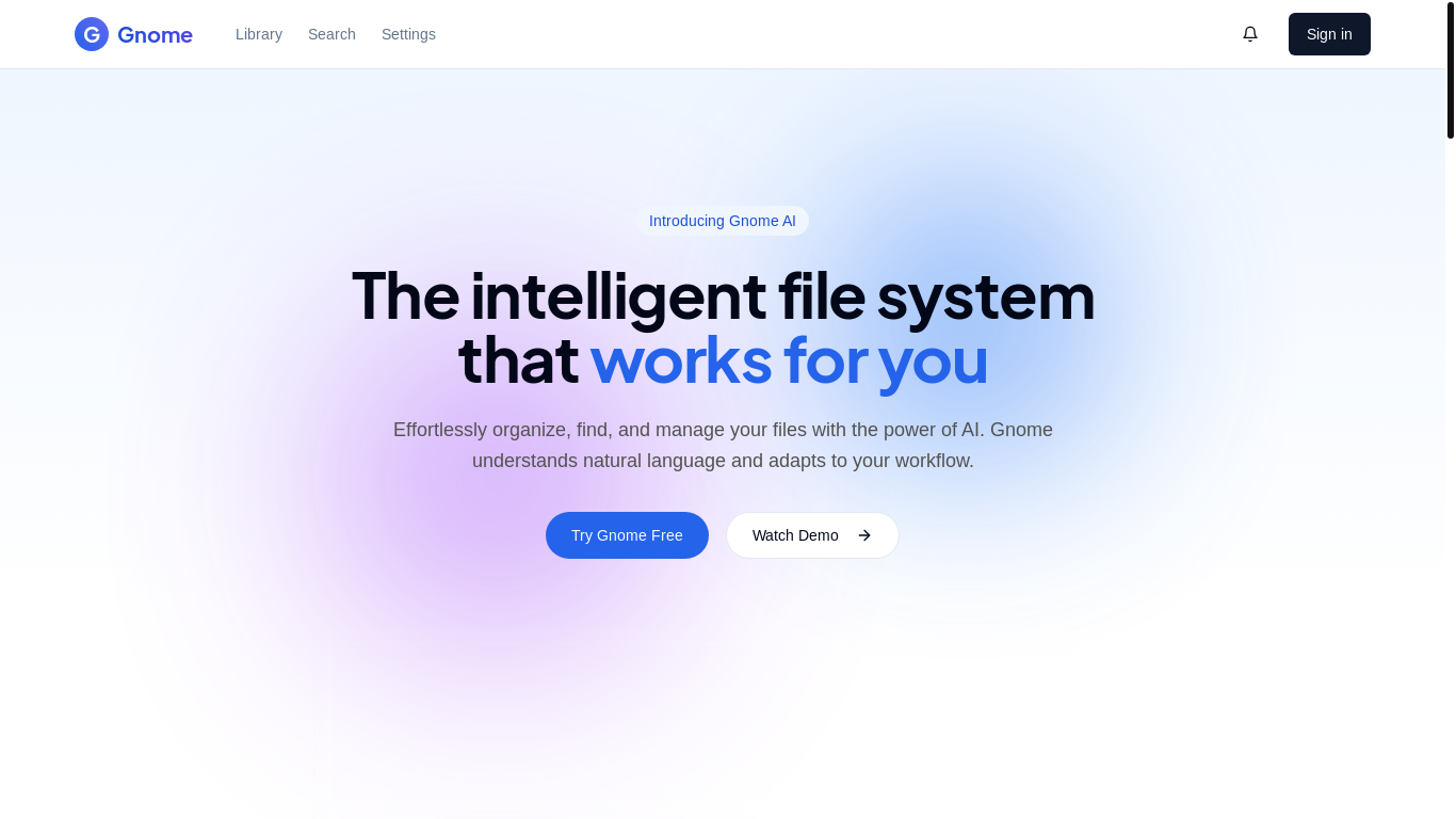 website screenshot of https://usegnome.com/