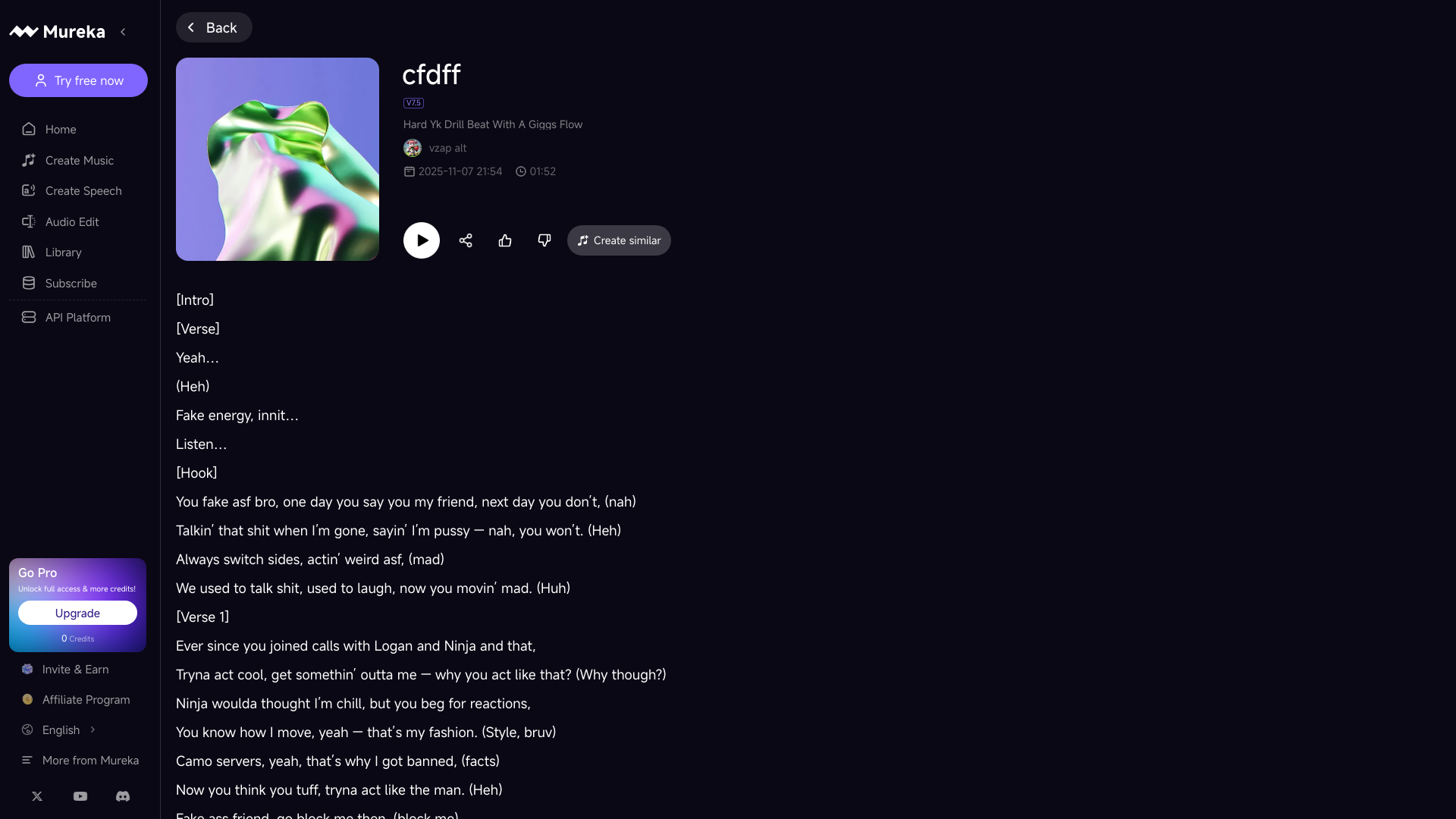 website screenshot of https://www.mureka.ai/song-detail/FUrv4dynkqvp31KedkPwFe?is_from_share=1