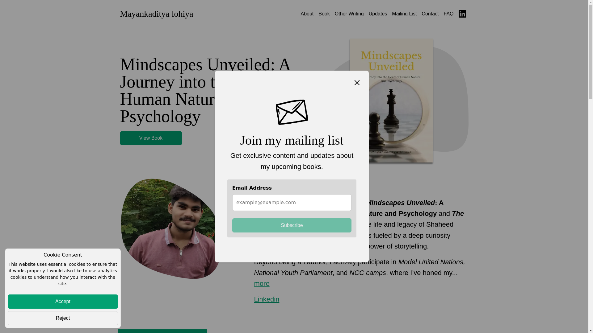 website screenshot of https://mayankadityalohiya.com/