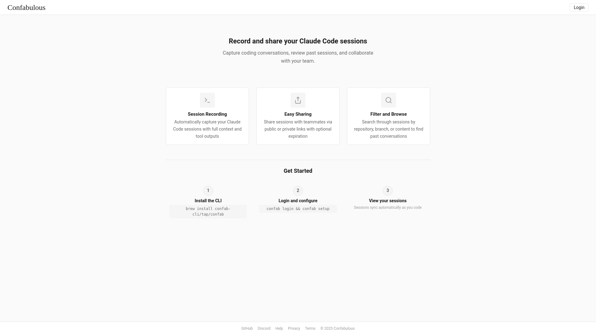 website screenshot of https://confabulous.dev/