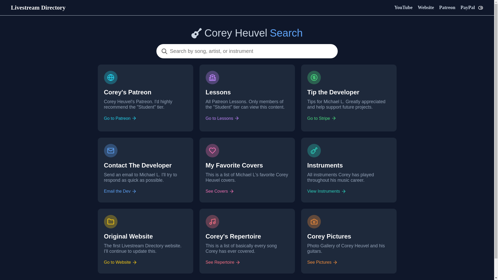 website screenshot of https://vuelivestreamdirectory.pages.dev/