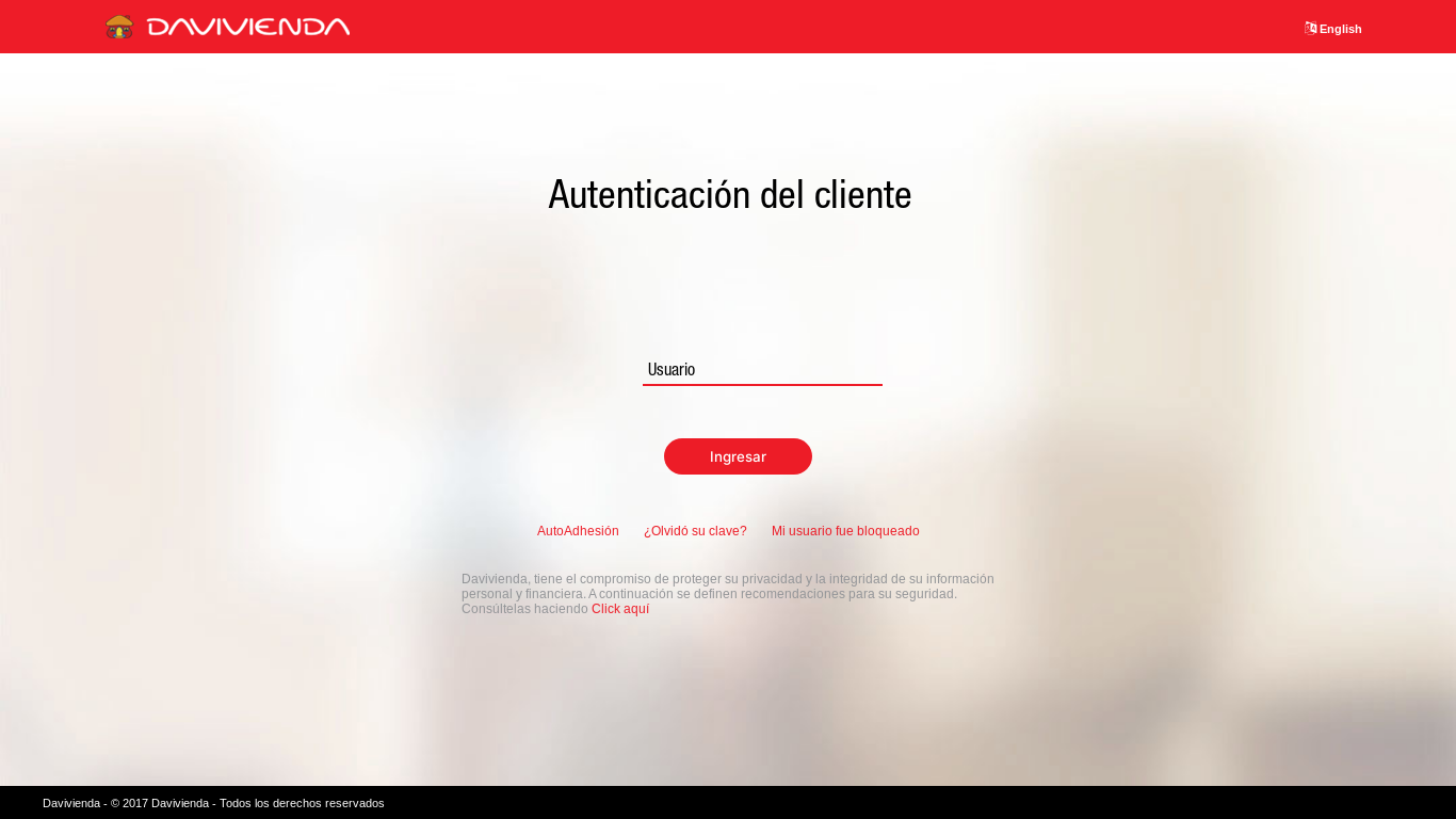 website screenshot of https://enlinea.davivienda.com.pa/